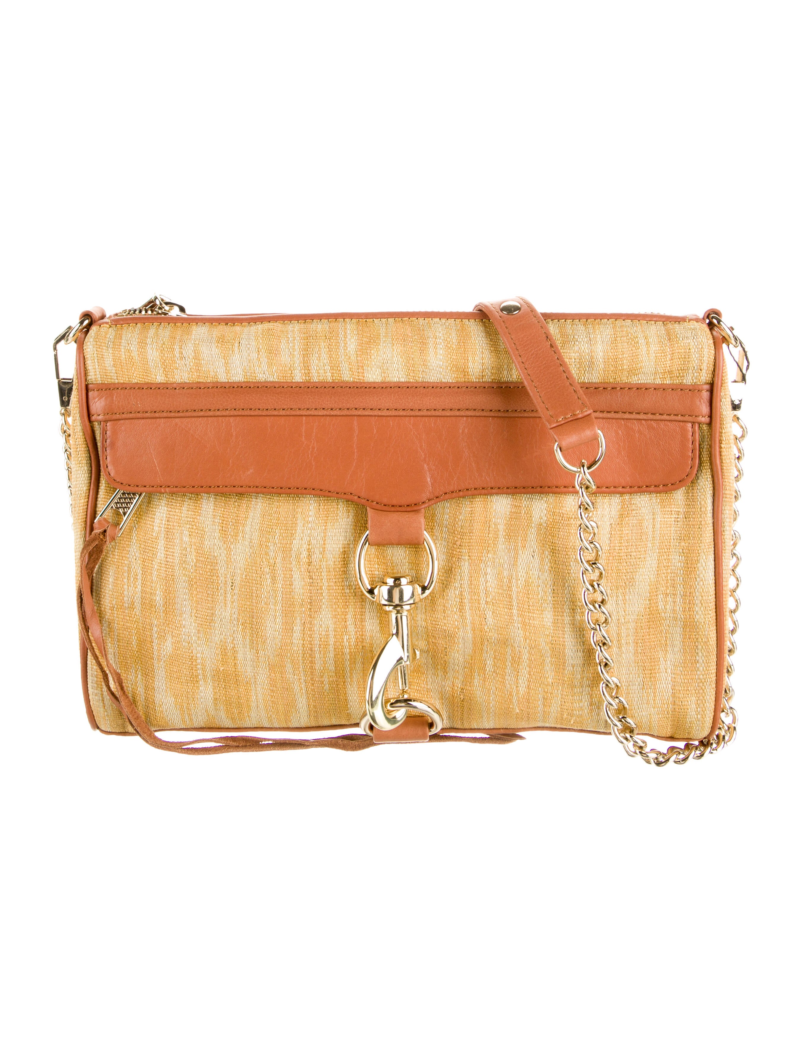 Rebecca Minkoff LeatherTrimmed Straw Crossbody Bag Yellow Crossbody
