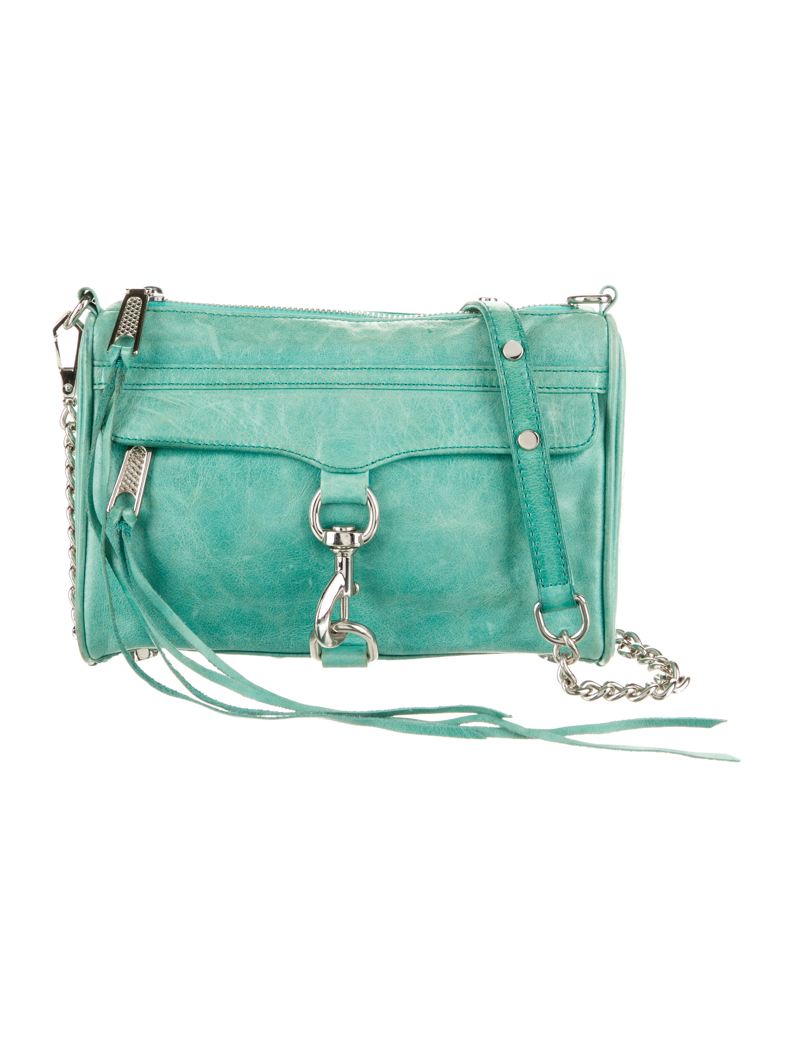 Rebecca Minkoff Leather ChainLink Crossbody Bag Blue Crossbody Bags