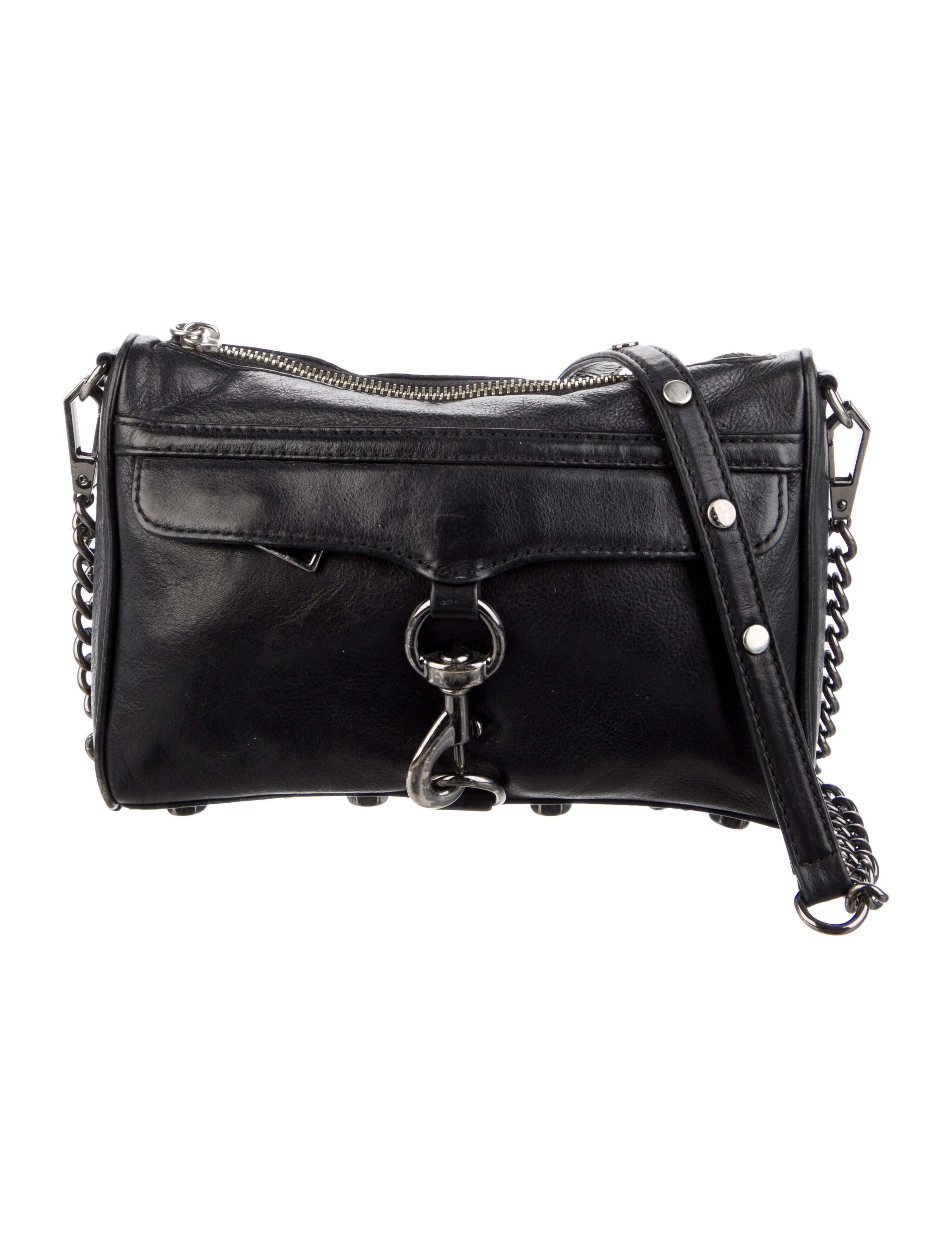 Rebecca Minkoff Leather ChainLink Crossbody Bag Black Crossbody Bags