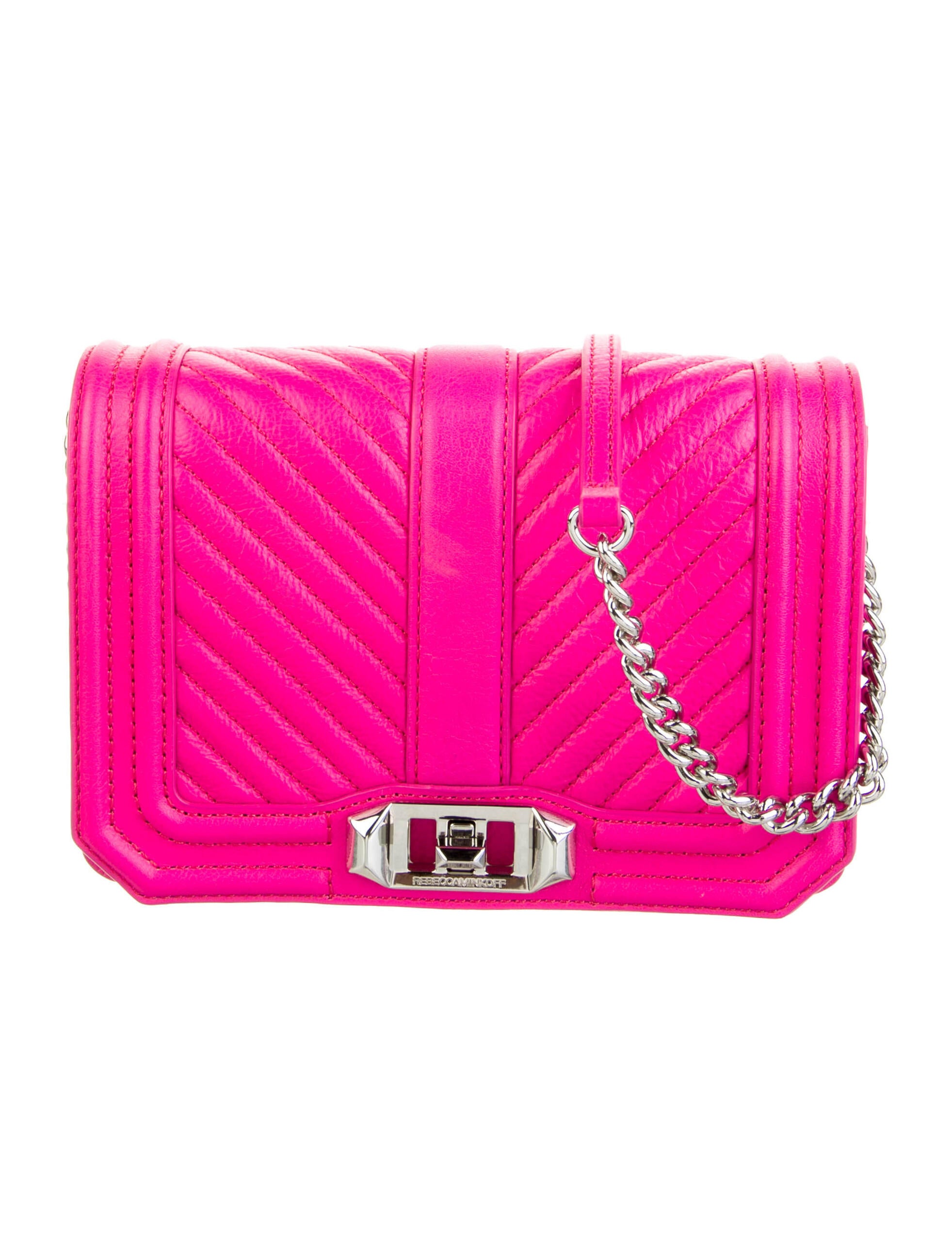 Rebecca Minkoff Leather Chevron Crossbody Bag Pink Crossbody Bags