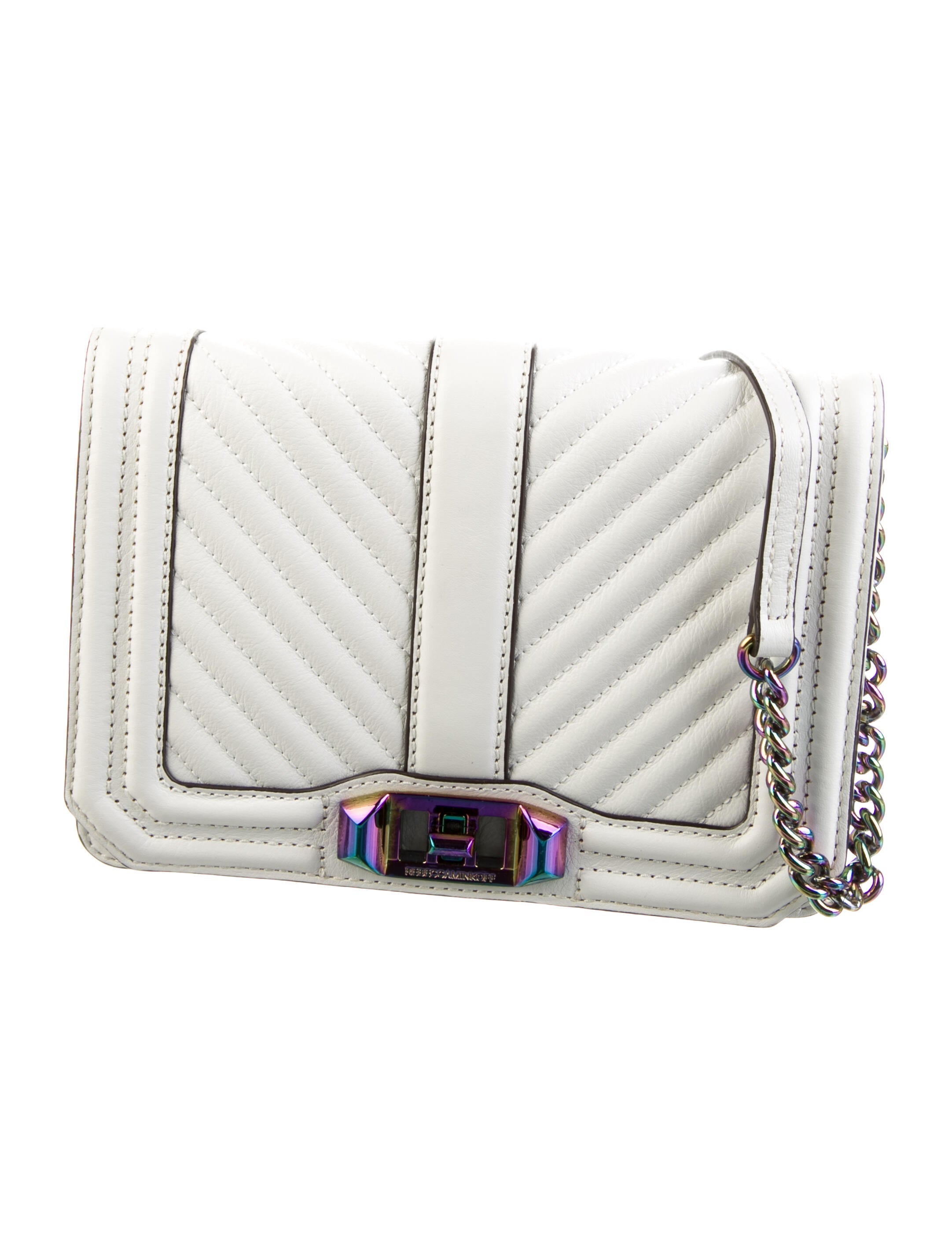 Rebecca Minkoff Leather ChainLink Crossbody Bag White Crossbody Bags