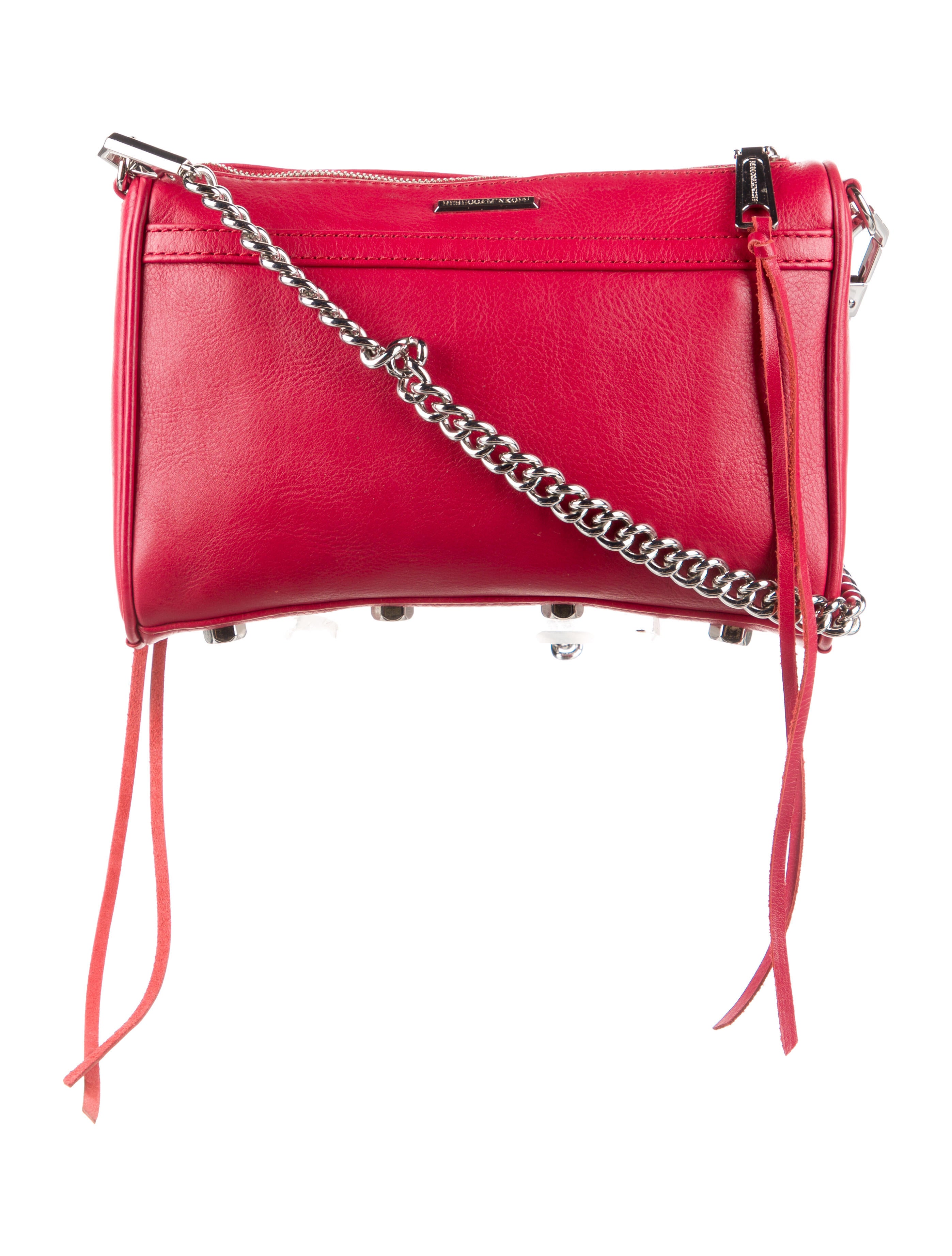 Rebecca Minkoff Fringe Trim Leather Crossbody Bag Red Crossbody Bags