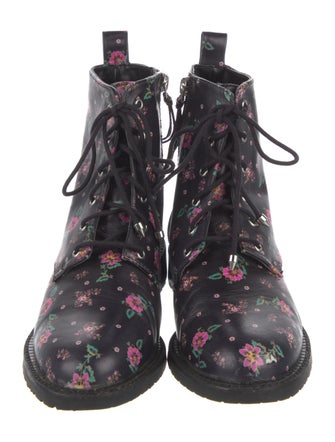 Rebecca Minkoff Leather Floral Print Combat Boots