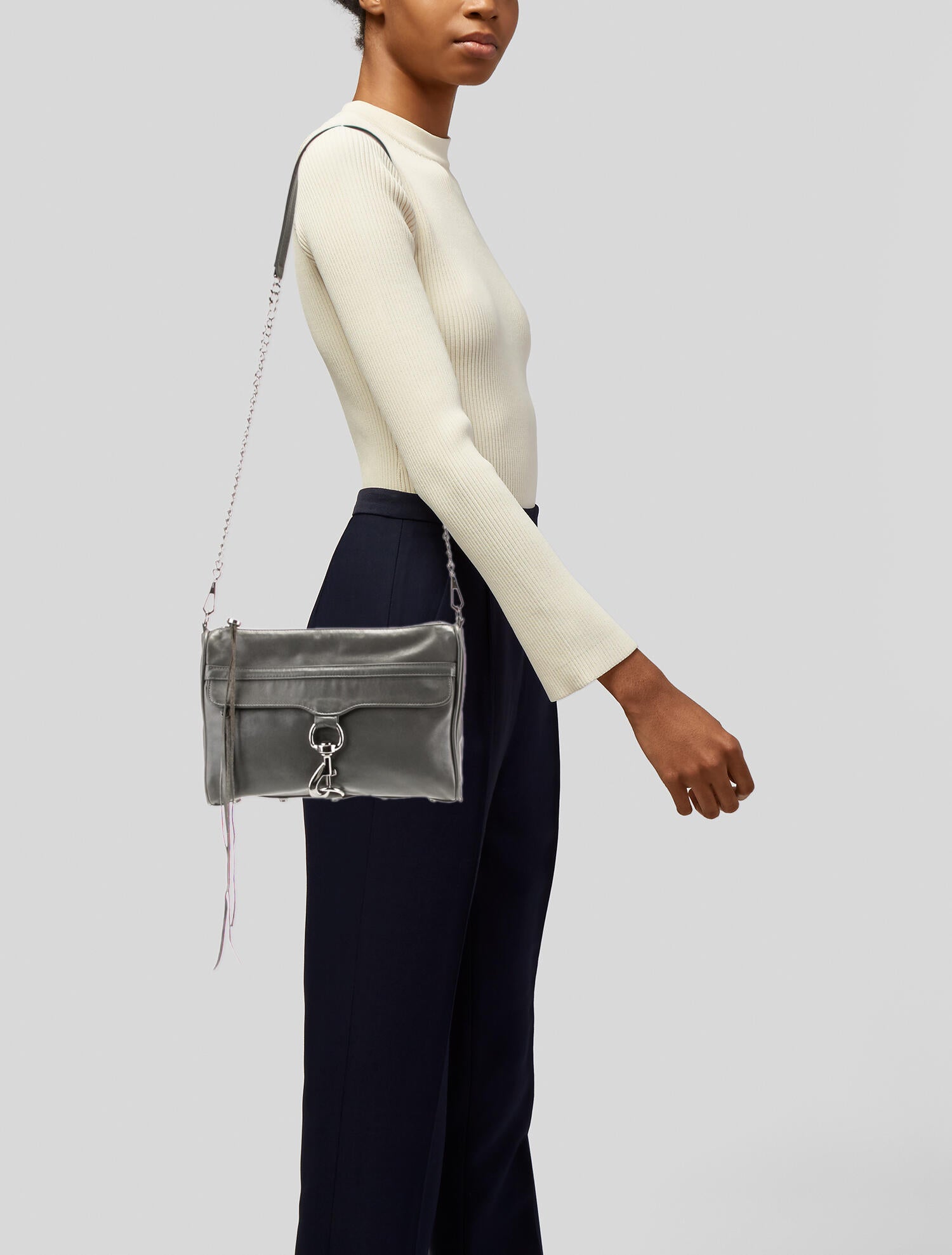 Rebecca Minkoff Smooth Leather Crossbody Grey Crossbody Bags