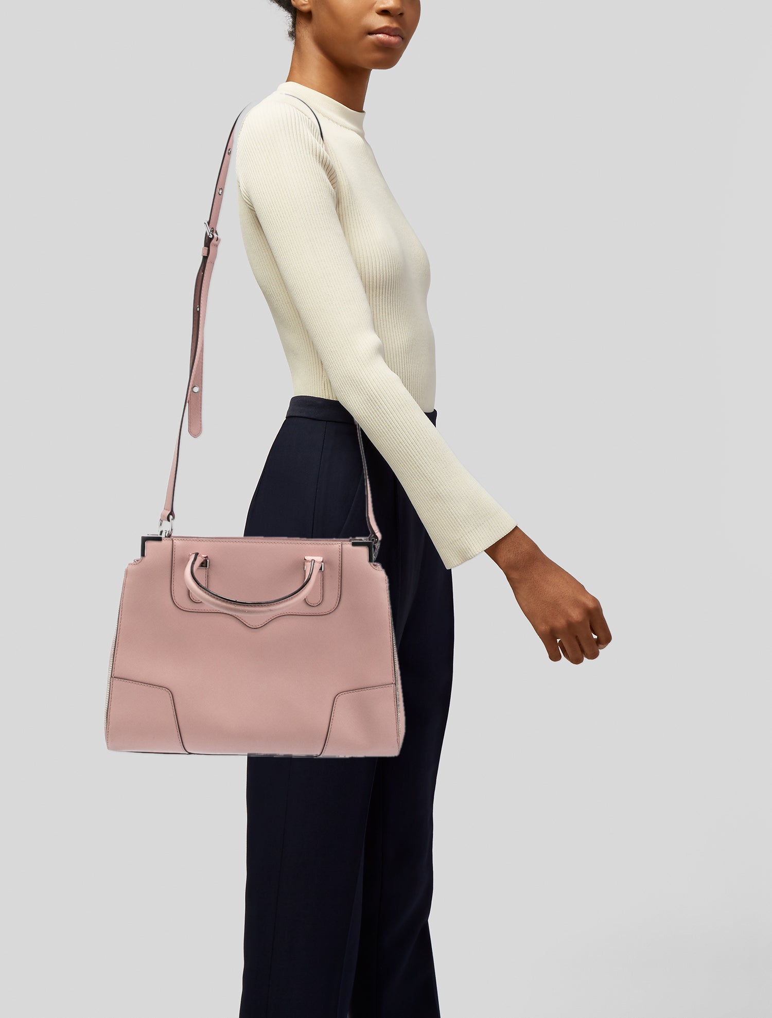 Rebecca Minkoff Silver-Tone Leather Handle Bag