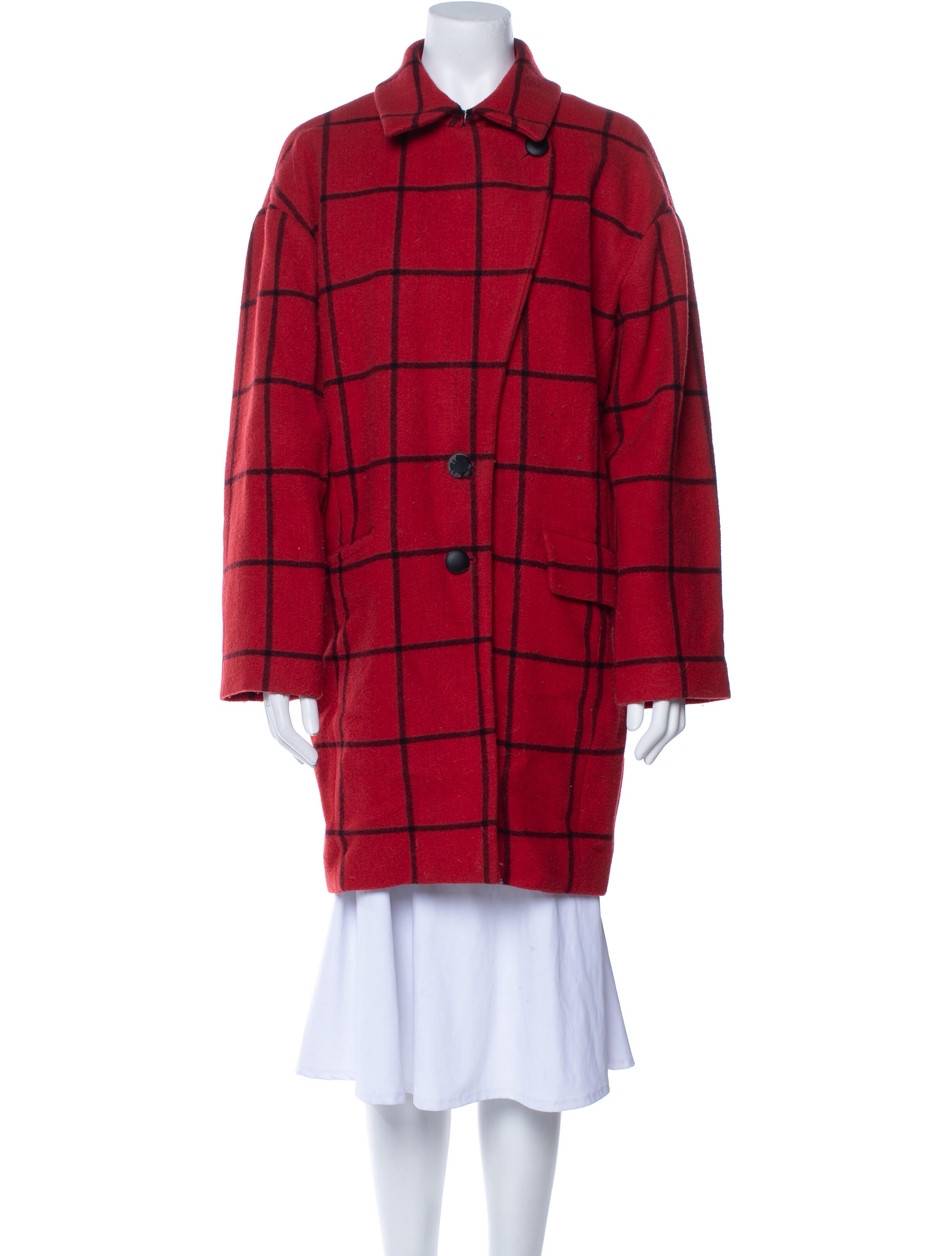 Rebecca Minkoff Wool Plaid Print Coat