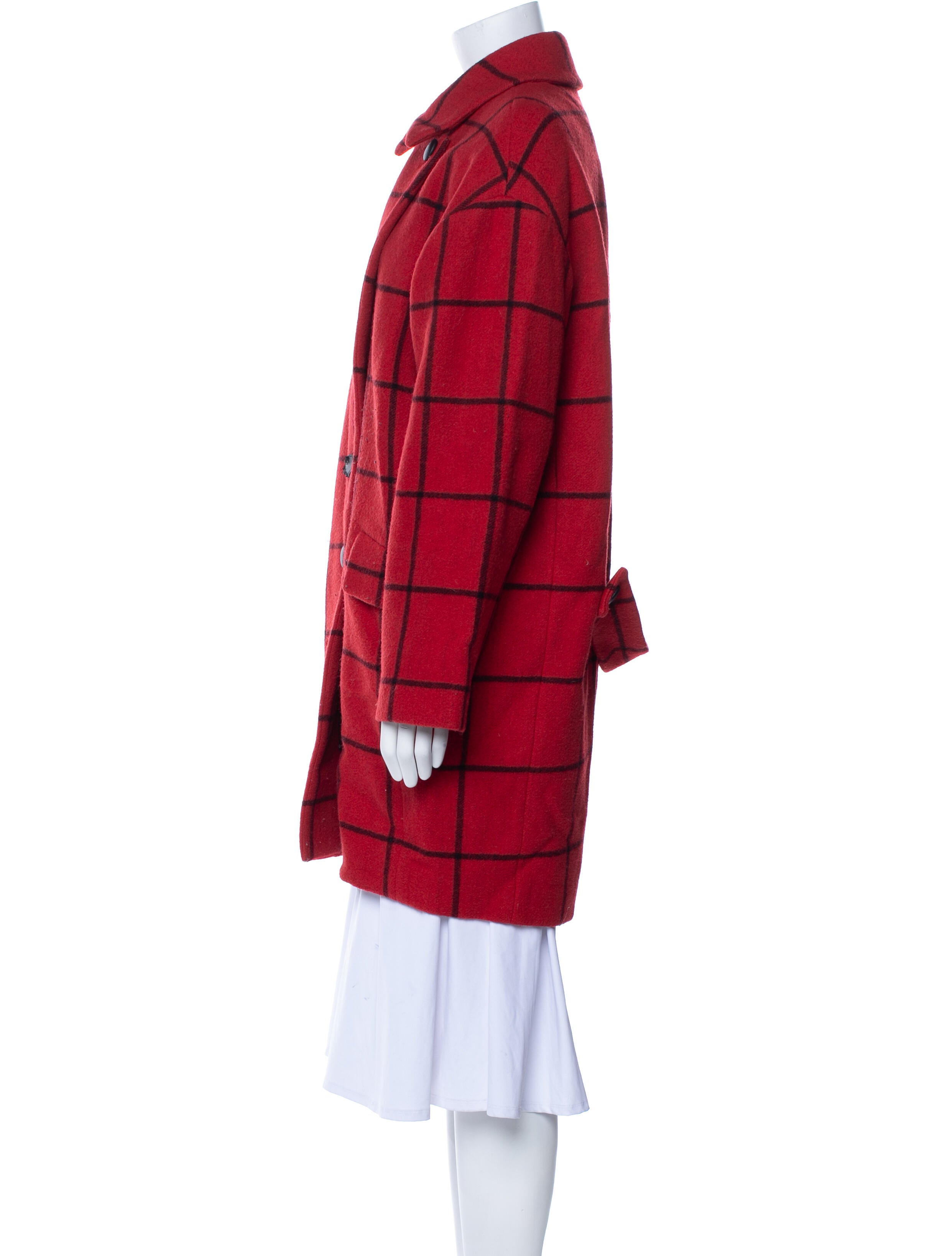 Rebecca Minkoff Wool Plaid Print Coat