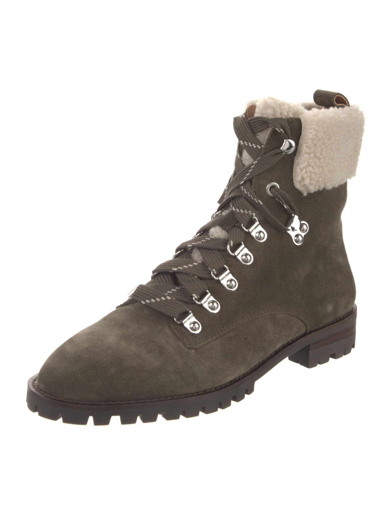 Rebecca Minkoff Suede Colorblock Pattern Combat Boots