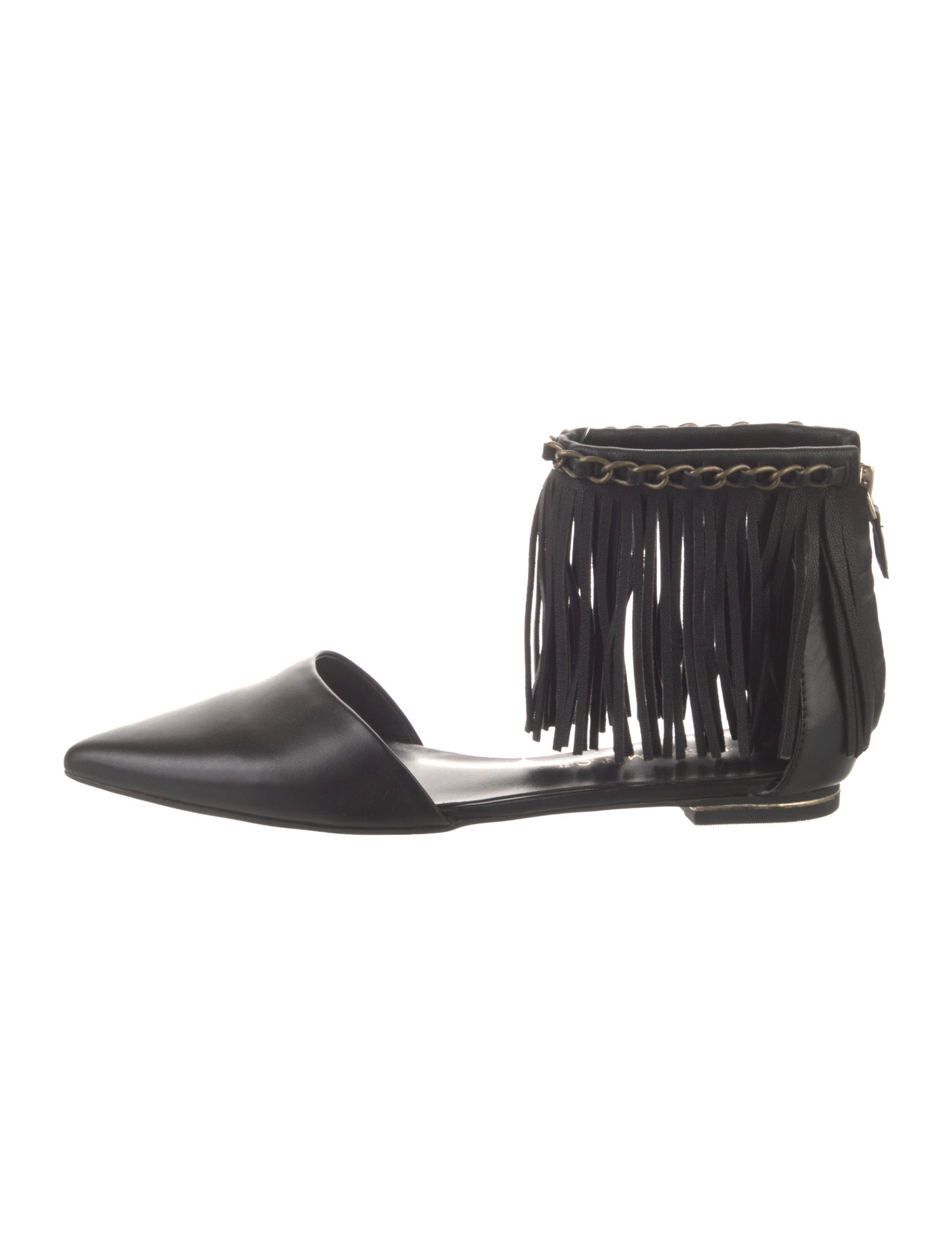 Rebecca Minkoff Leather Fringe Trim Accent Mules