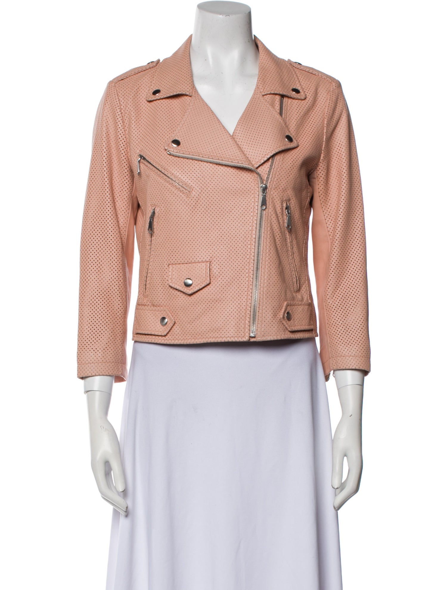 Rebecca Minkoff Leather Tweed Pattern Biker Jacket