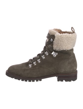 Rebecca Minkoff Suede Colorblock Pattern Combat Boots