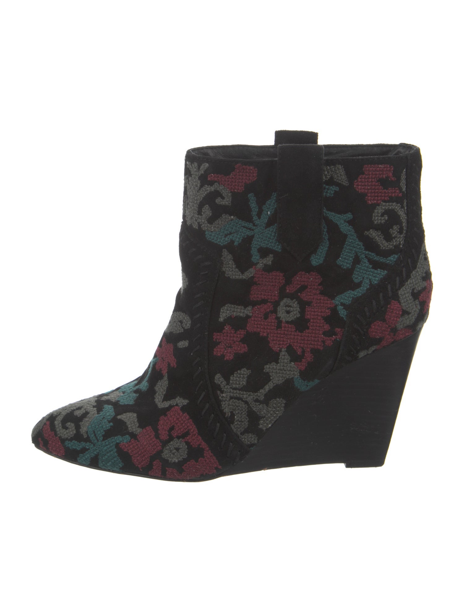Rebecca Minkoff Suede Floral Print Lace-Up Boots