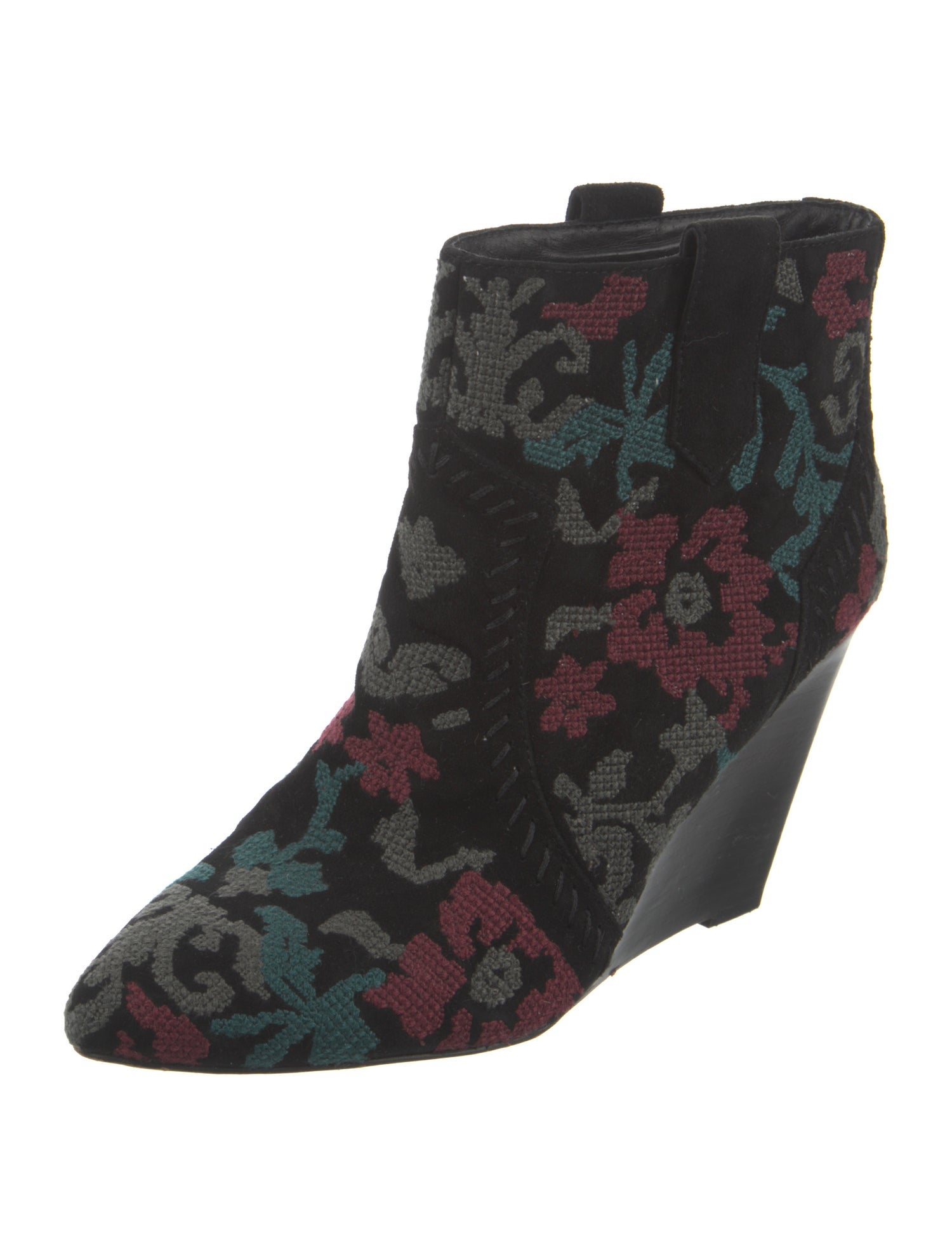 Rebecca Minkoff Suede Floral Print Lace-Up Boots
