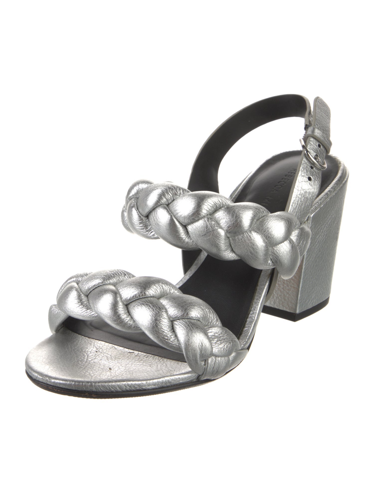 Rebecca Minkoff Leather Braided Accents Slingback Sandals