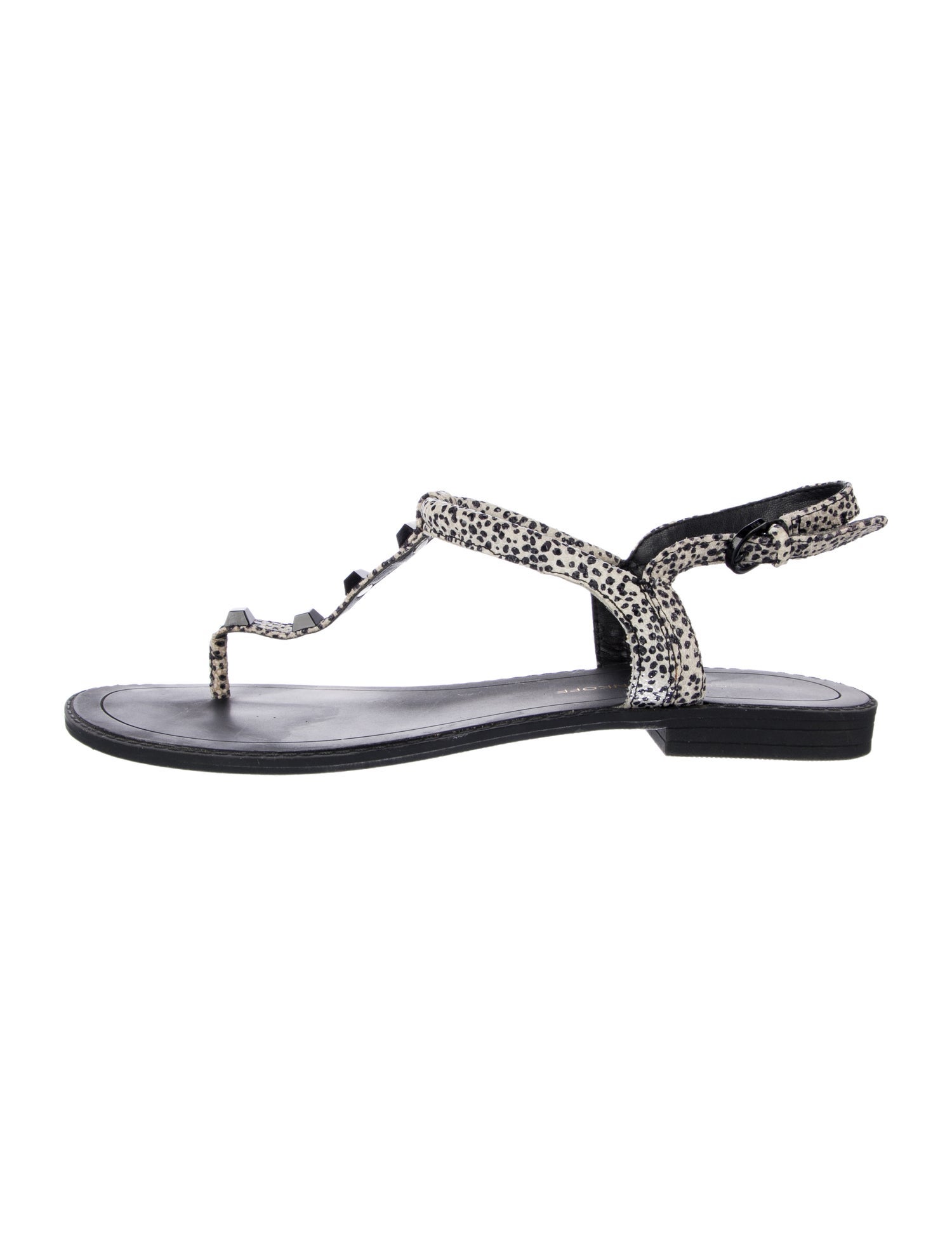 Rebecca Minkoff Leather Studded Accents T-Strap Sandals