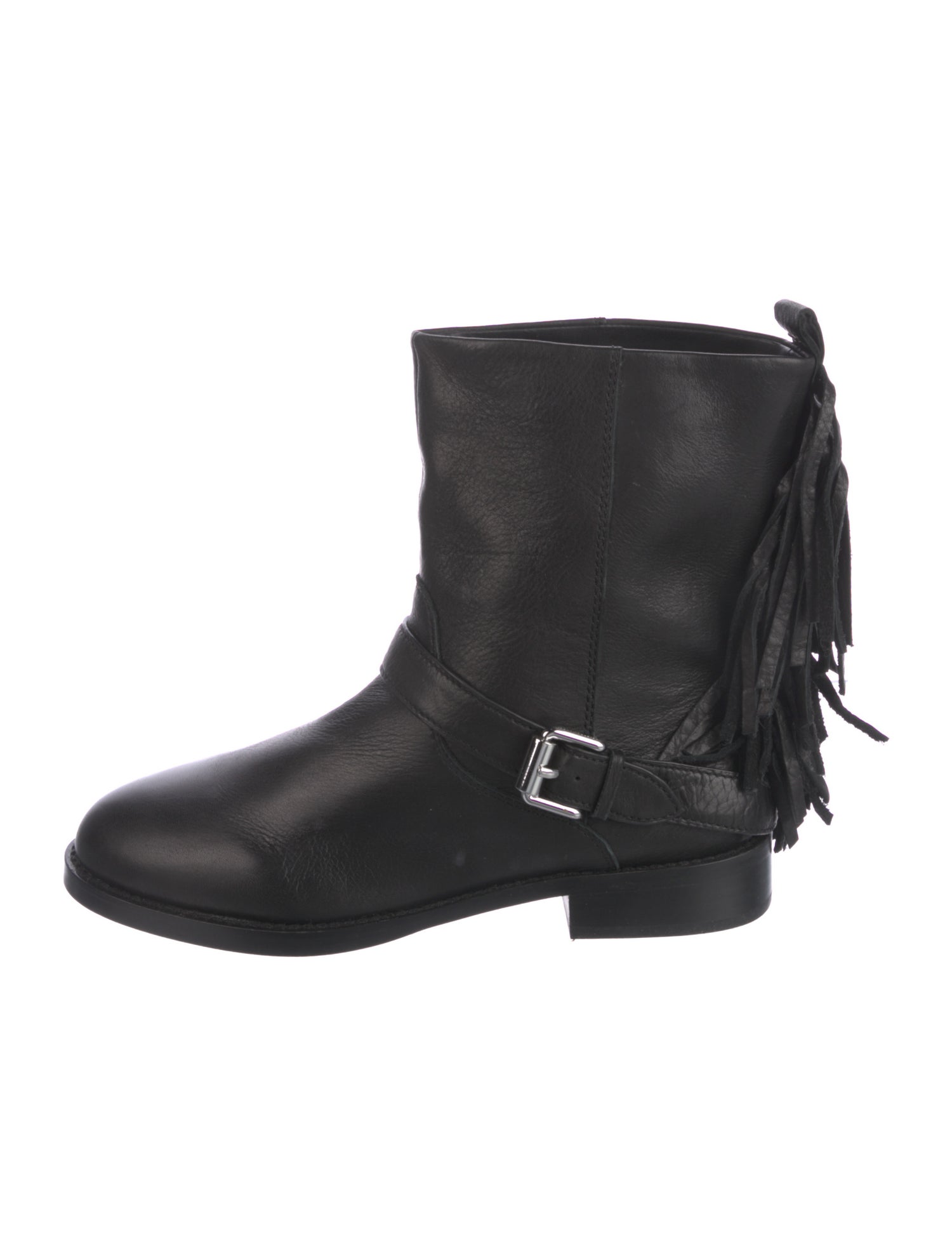 Rebecca Minkoff Leather Fringe Trim Accent Moto Boots
