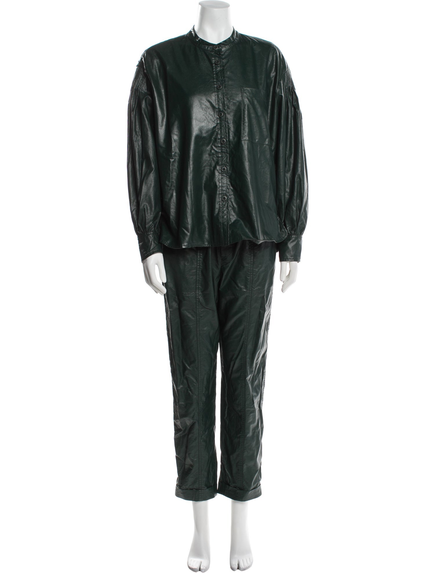 Rebecca Minkoff Embossed Leather Ruffle Embellishment Pant Set