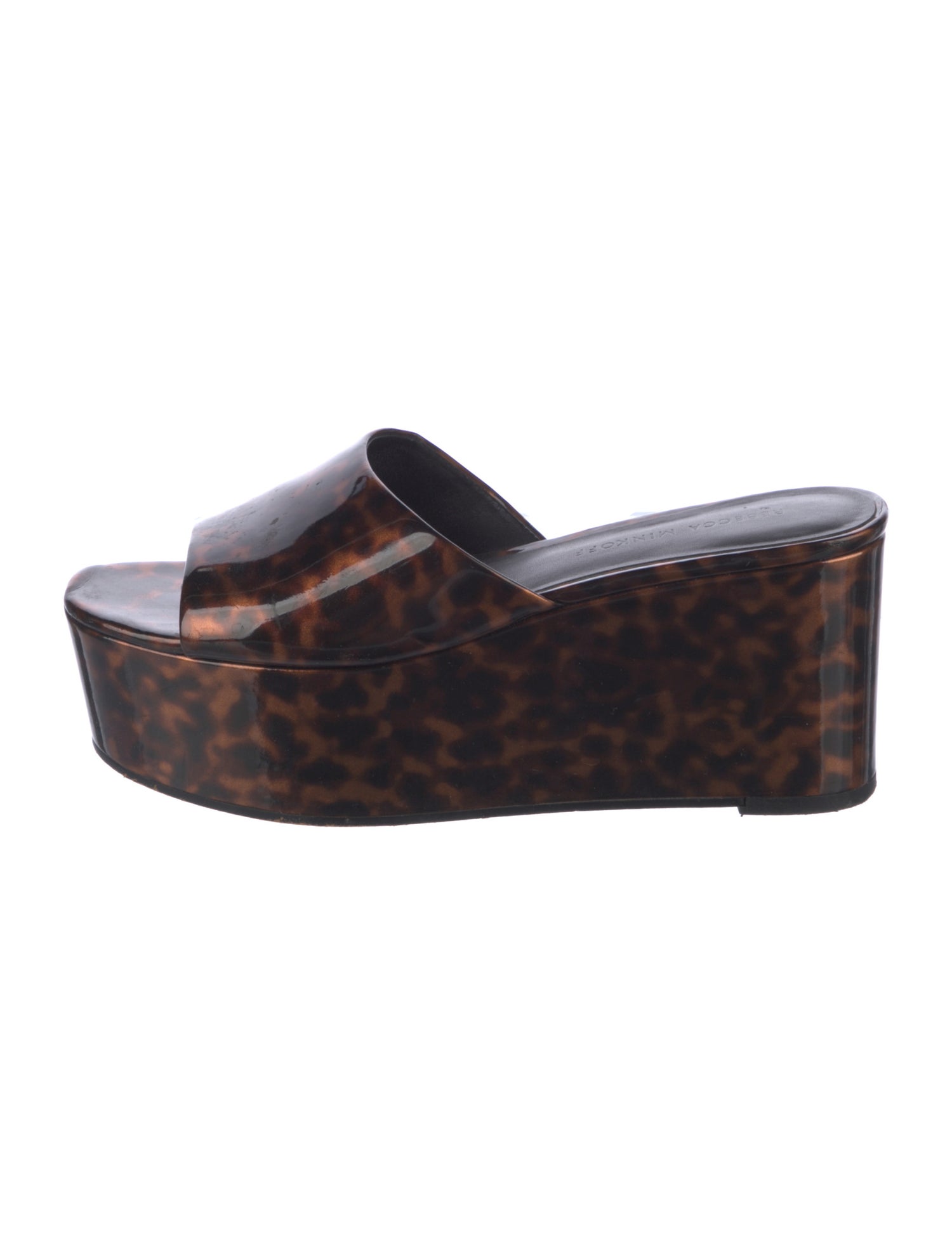 Rebecca Minkoff Patent Leather Animal Print Slides