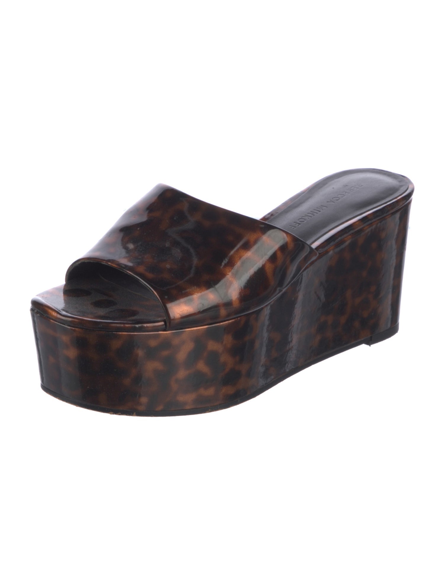 Rebecca Minkoff Patent Leather Animal Print Slides