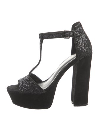 Rebecca Minkoff Glitter T-Strap Sandals