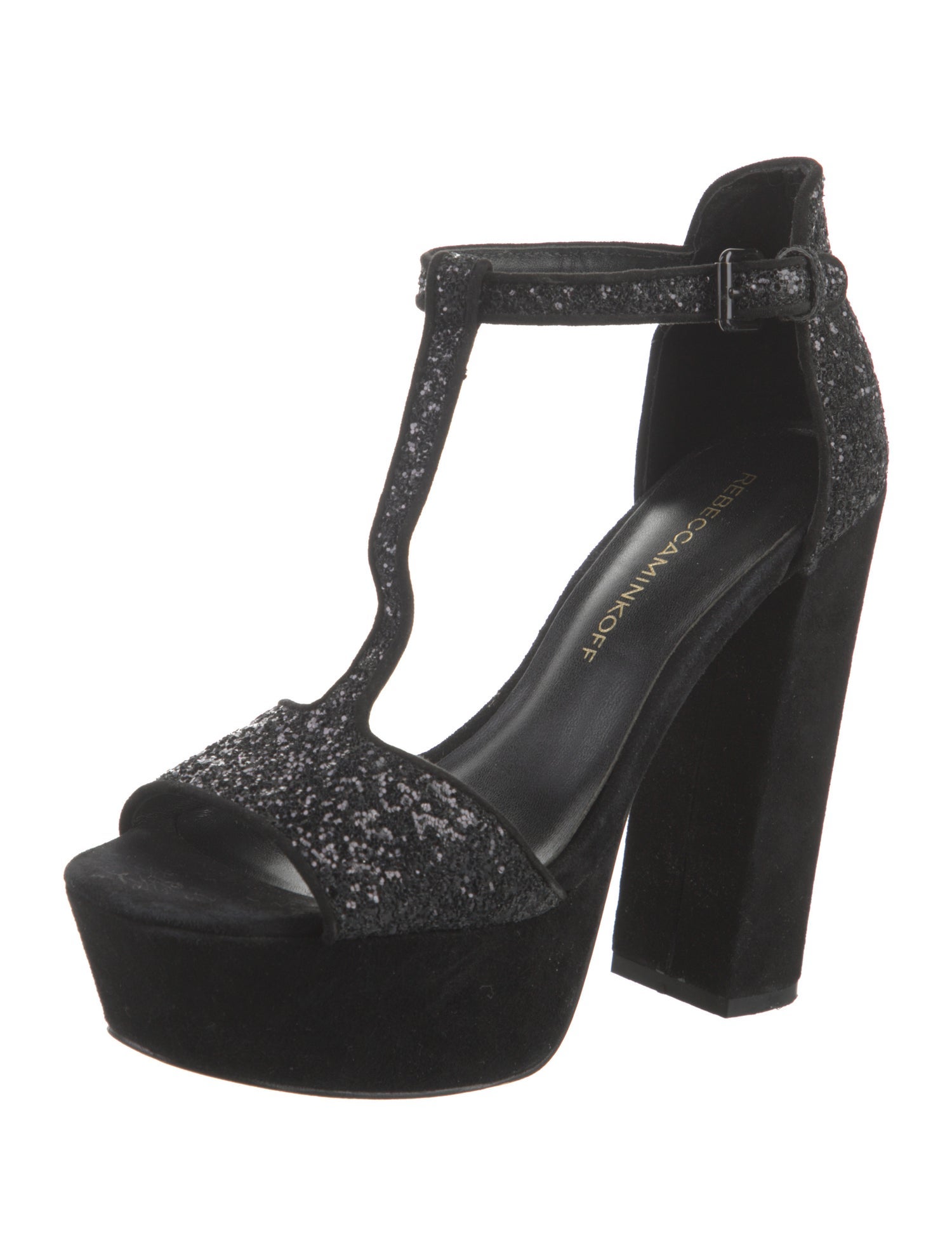 Rebecca Minkoff Glitter T-Strap Sandals