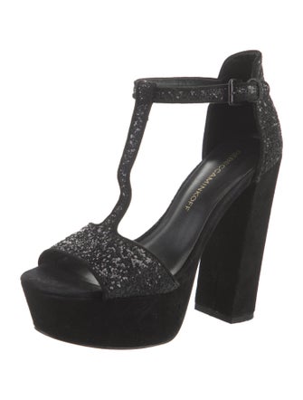 Rebecca Minkoff Glitter T-Strap Sandals