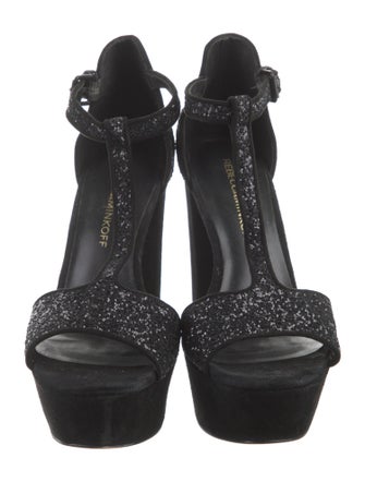 Rebecca Minkoff Glitter T-Strap Sandals