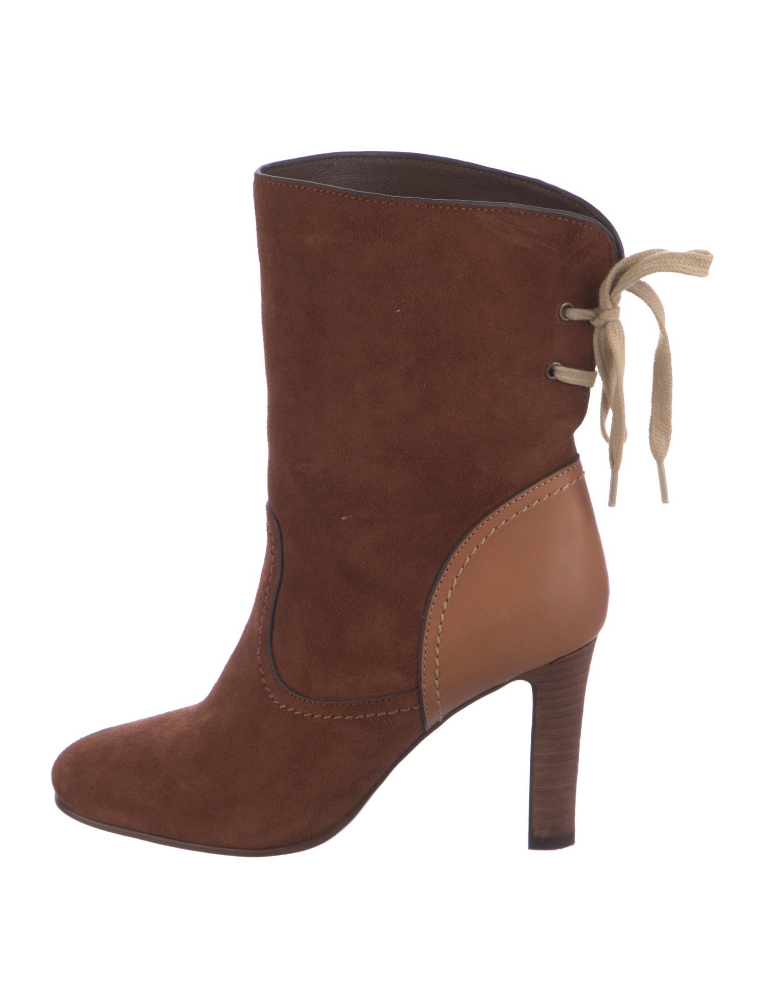 See by Chloé Suede Colorblock Pattern Boots