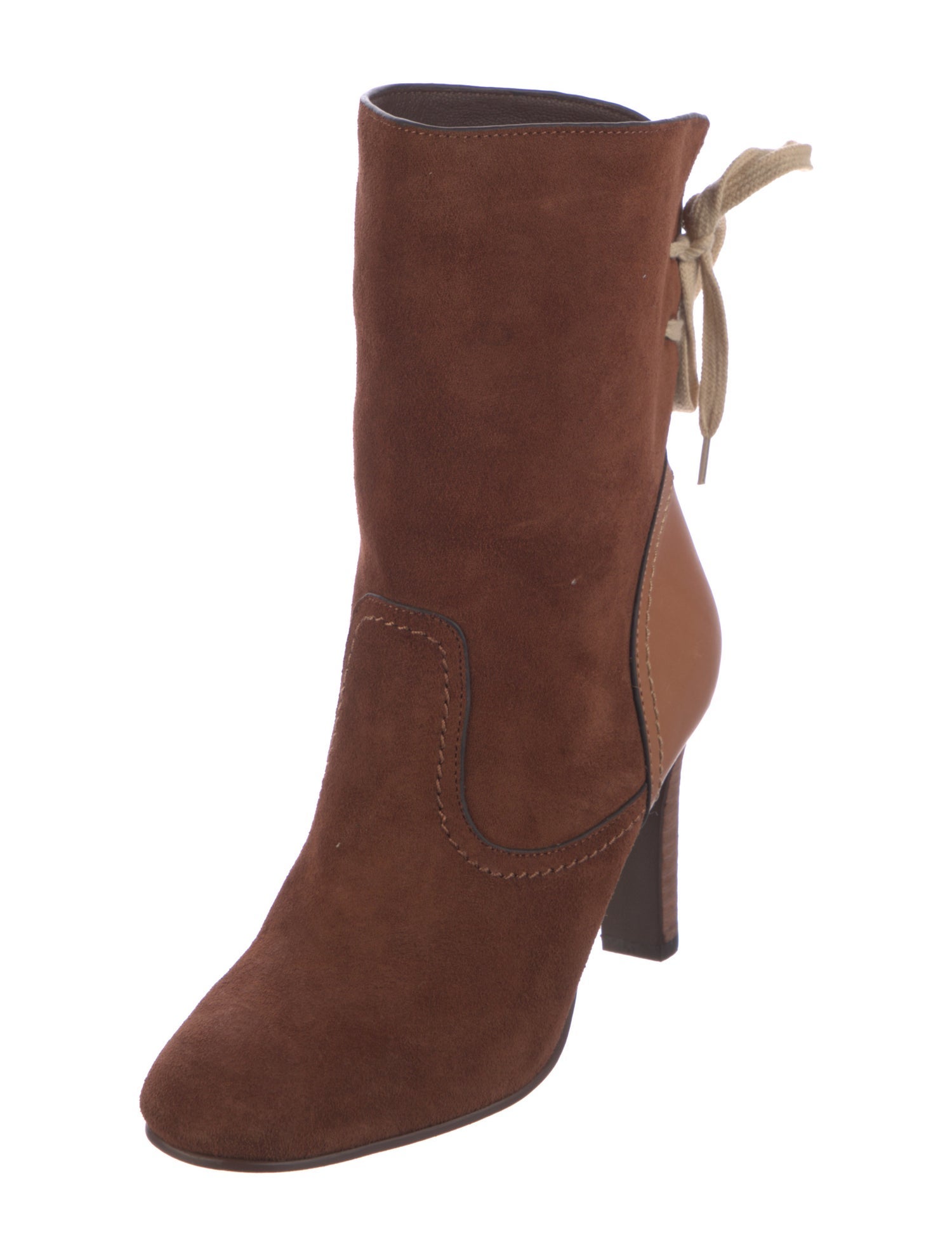 See by Chloé Suede Colorblock Pattern Boots