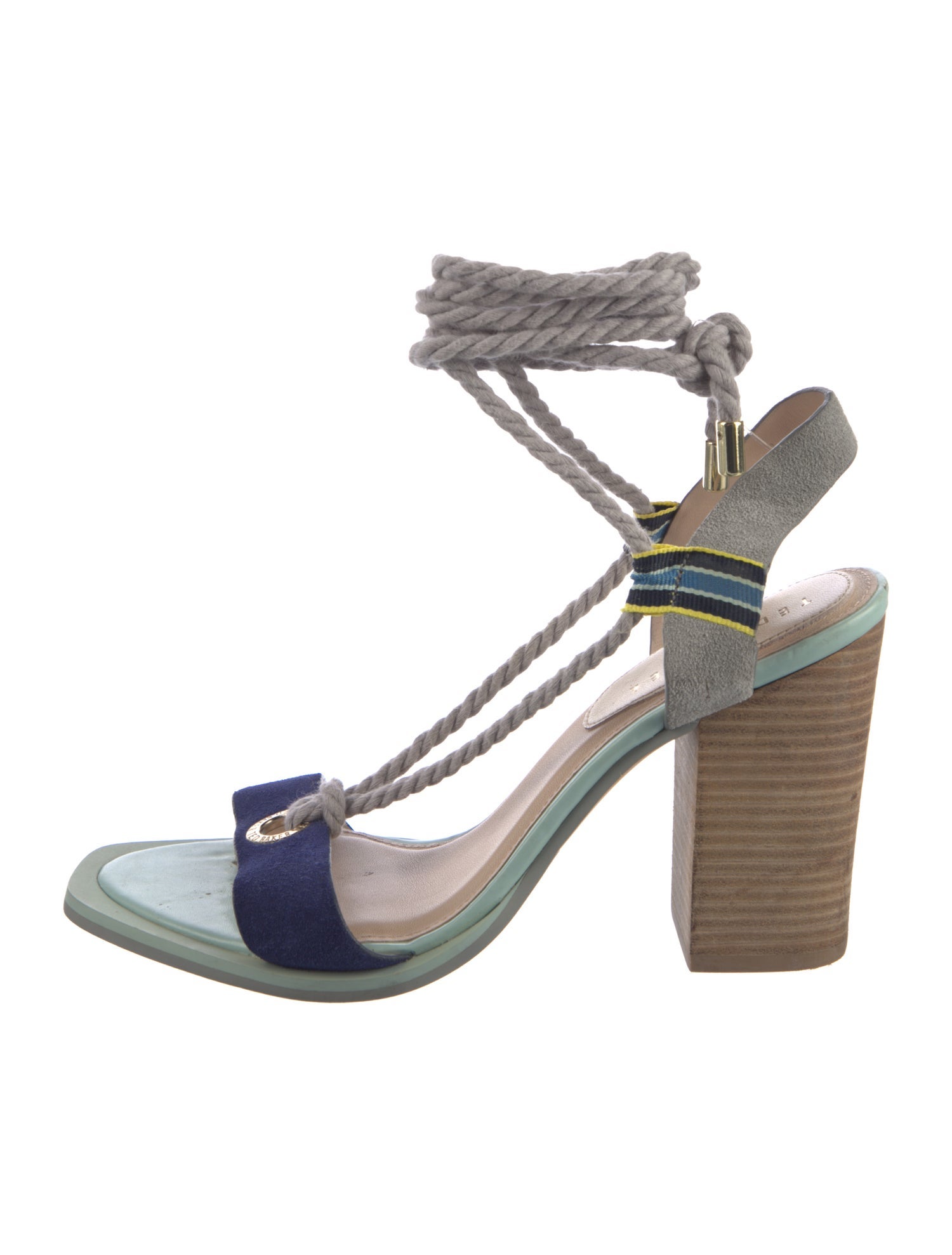 Rebecca Minkoff Suede Printed T-Strap Sandals
