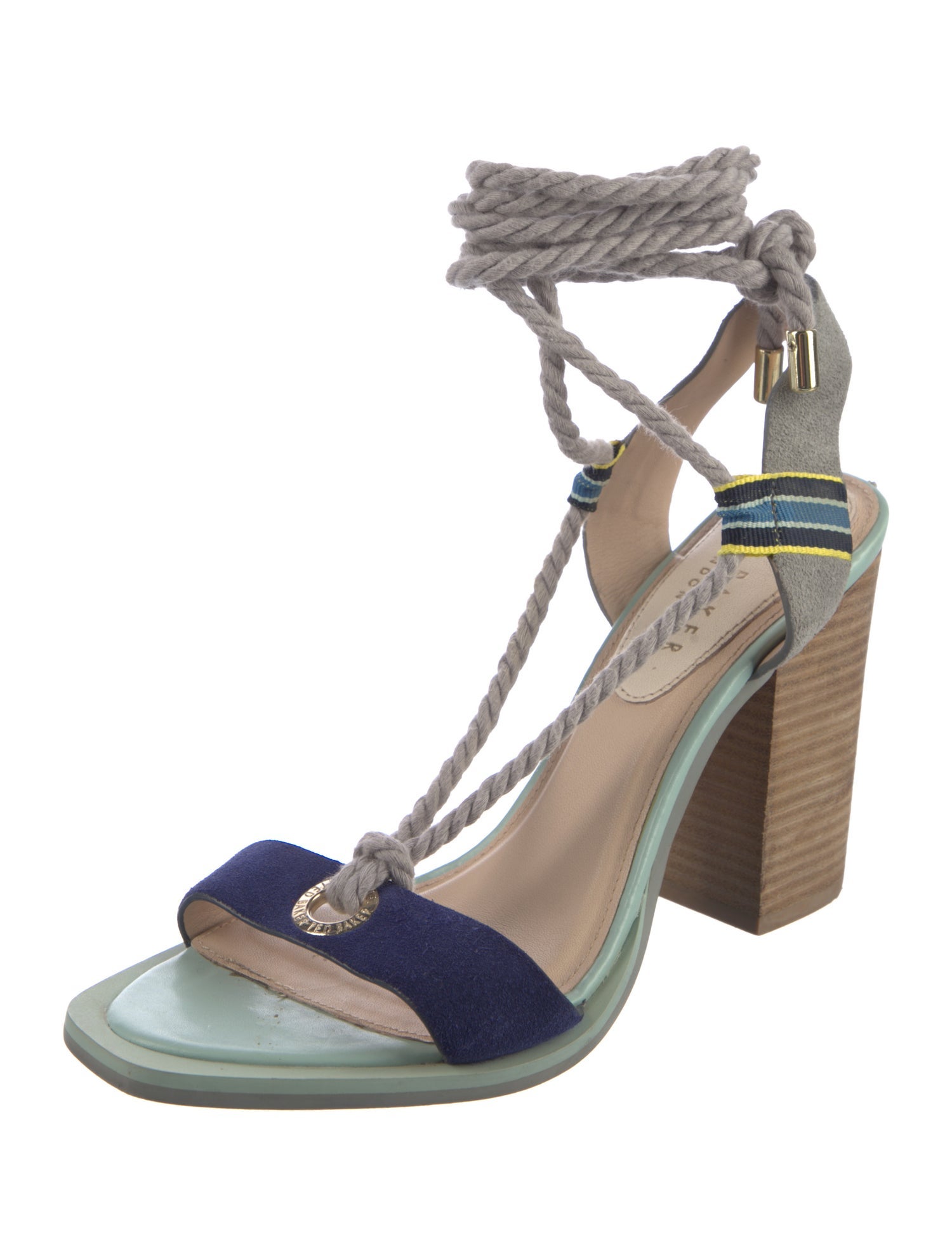 Rebecca Minkoff Suede Printed T-Strap Sandals