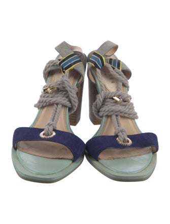 Rebecca Minkoff Suede Printed T-Strap Sandals