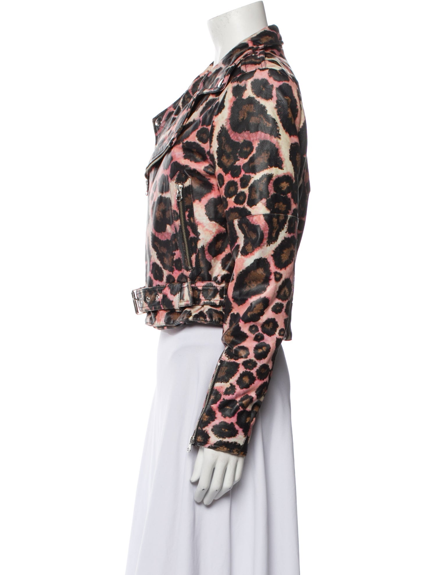 Rebecca Minkoff Leather Animal Print Biker Jacket
