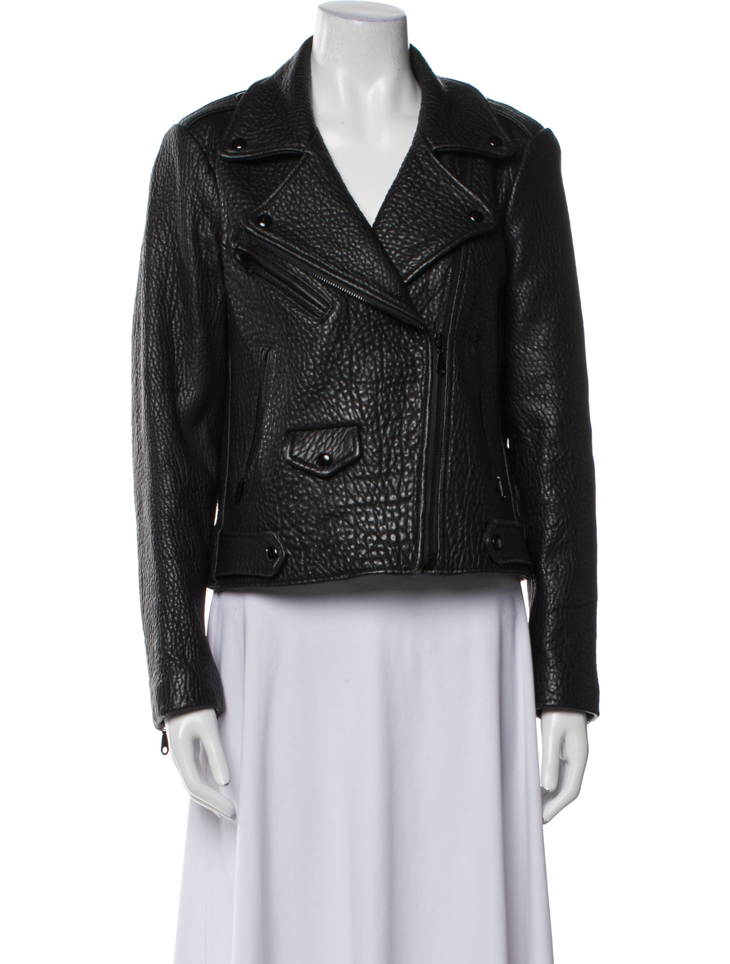 Rebecca Minkoff Leather Tweed Pattern Biker Jacket