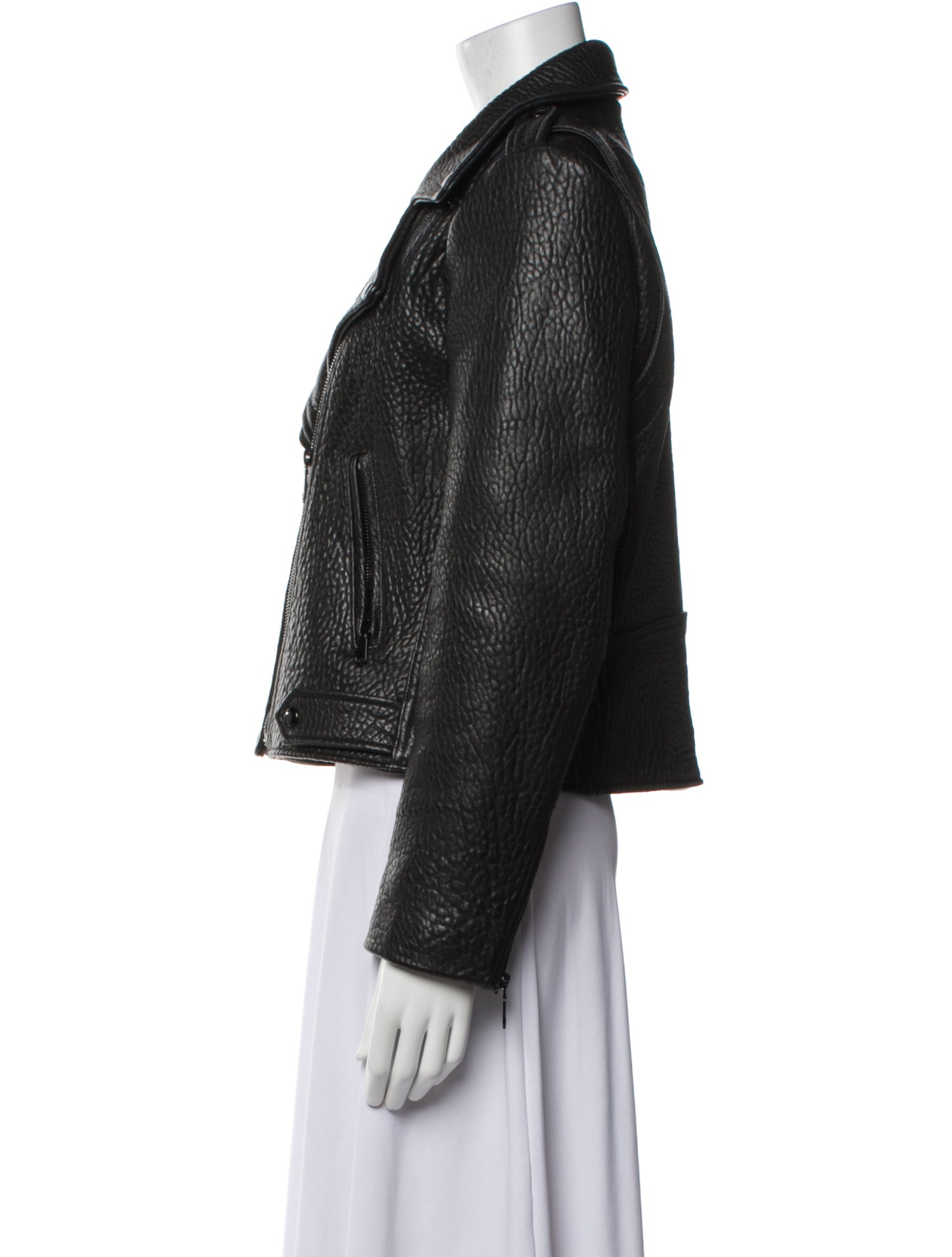 Rebecca Minkoff Leather Tweed Pattern Biker Jacket