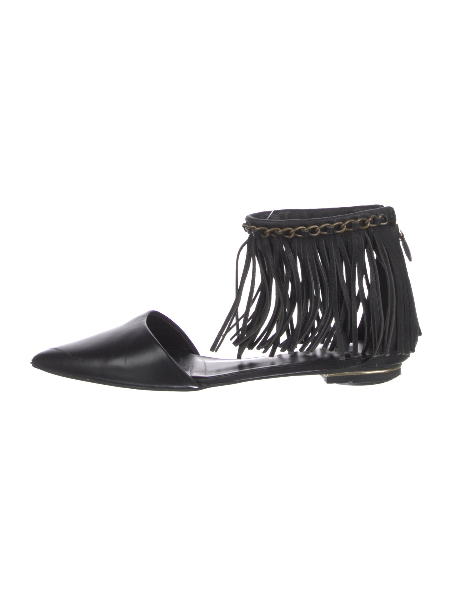 Rebecca Minkoff Leather Fringe Trim Accent D'Orsay Flats