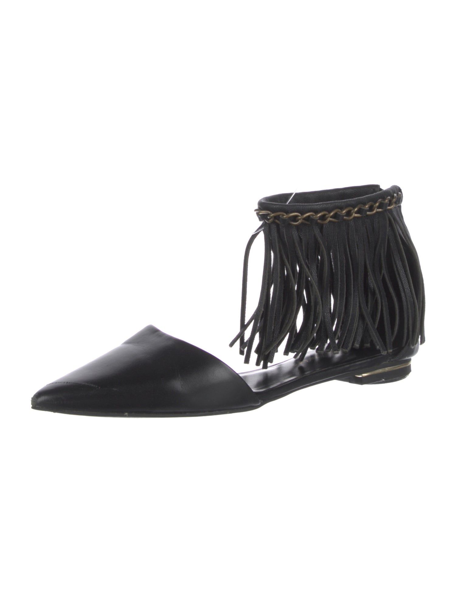 Rebecca Minkoff Leather Fringe Trim Accent D'Orsay Flats