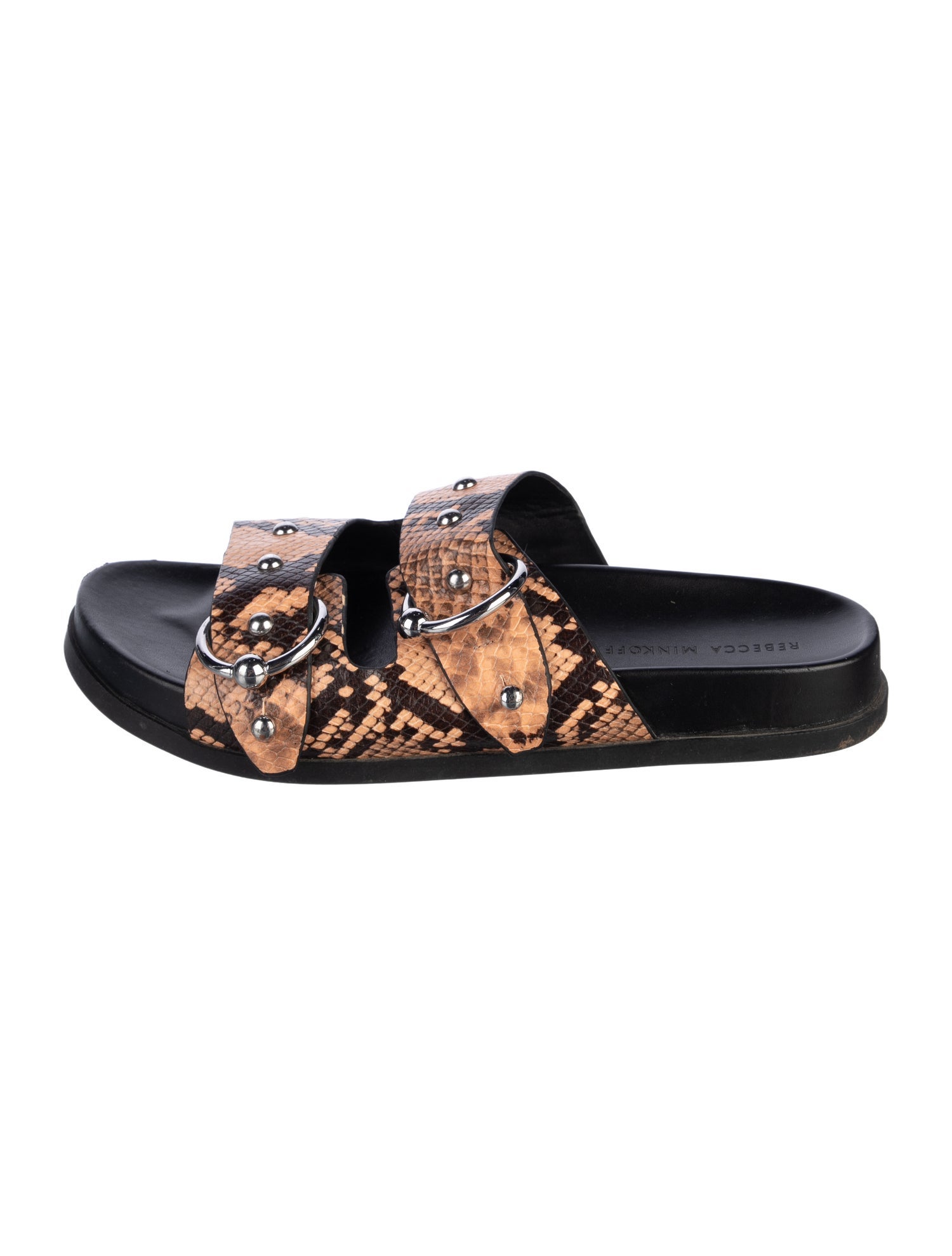 Rebecca Minkoff Leather Animal Print Slides