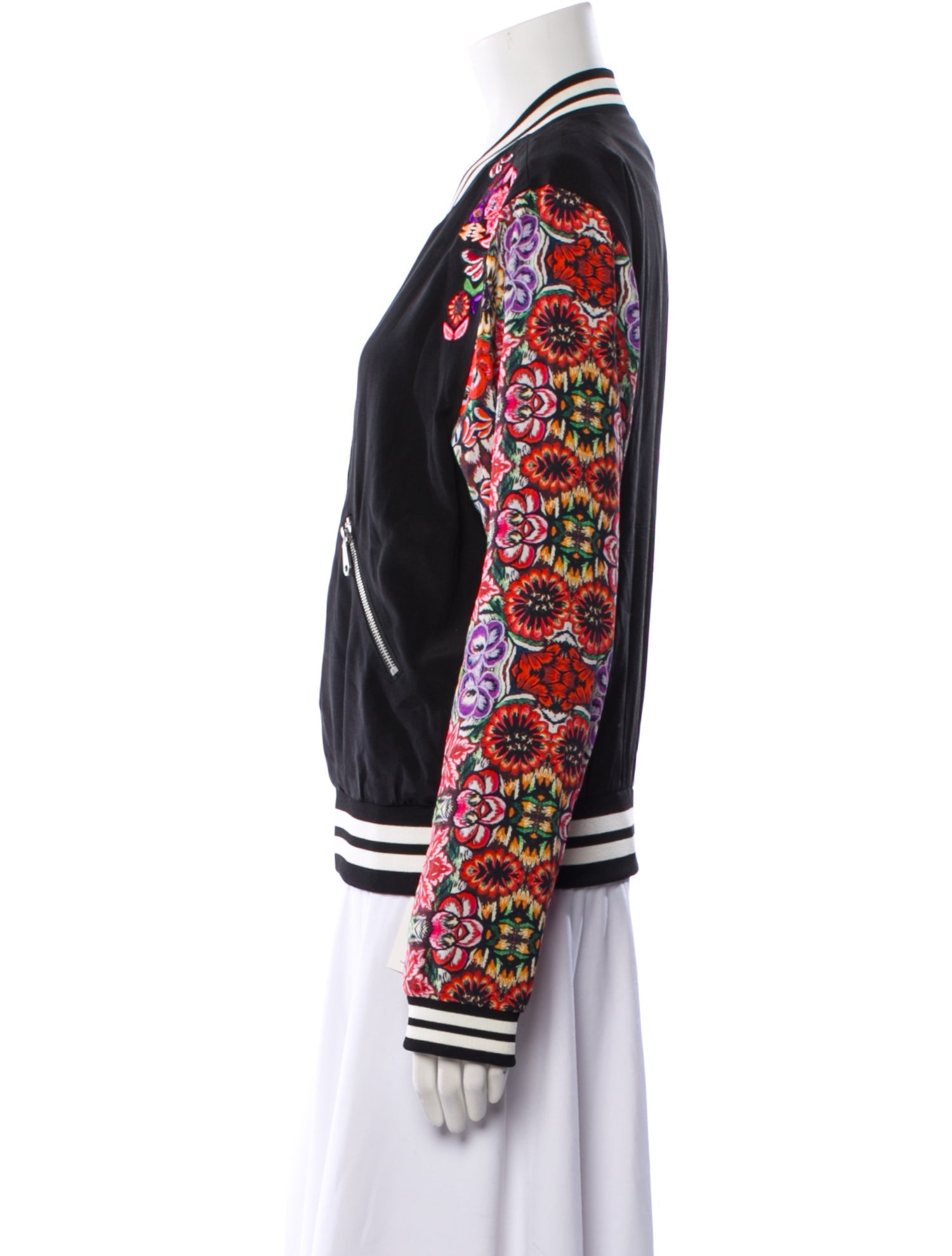 Rebecca Minkoff Silk Floral Print Bomber Jacket