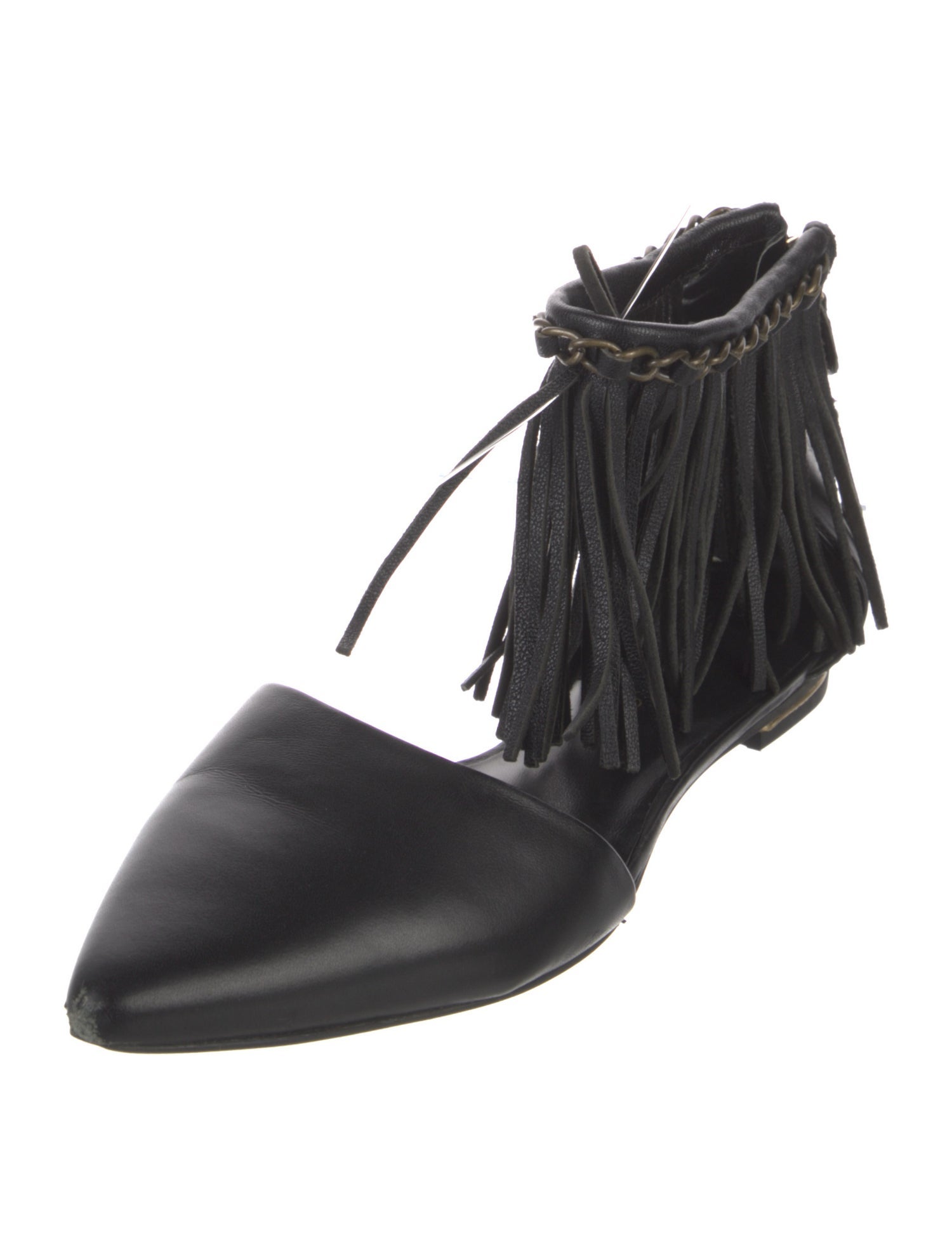 Rebecca Minkoff Leather Chain-Link Accents D'Orsay Flats