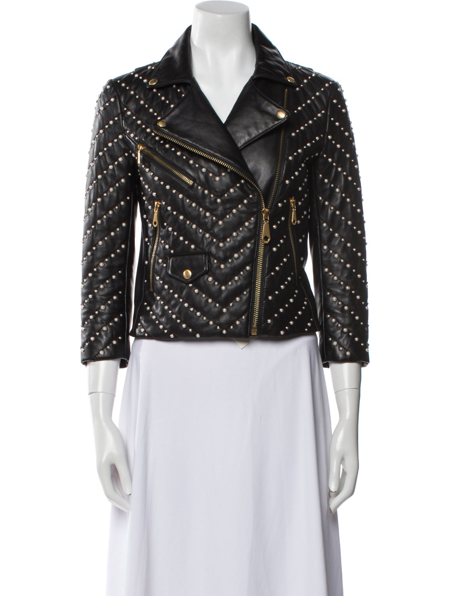 Rebecca Minkoff Leather Printed Biker Jacket
