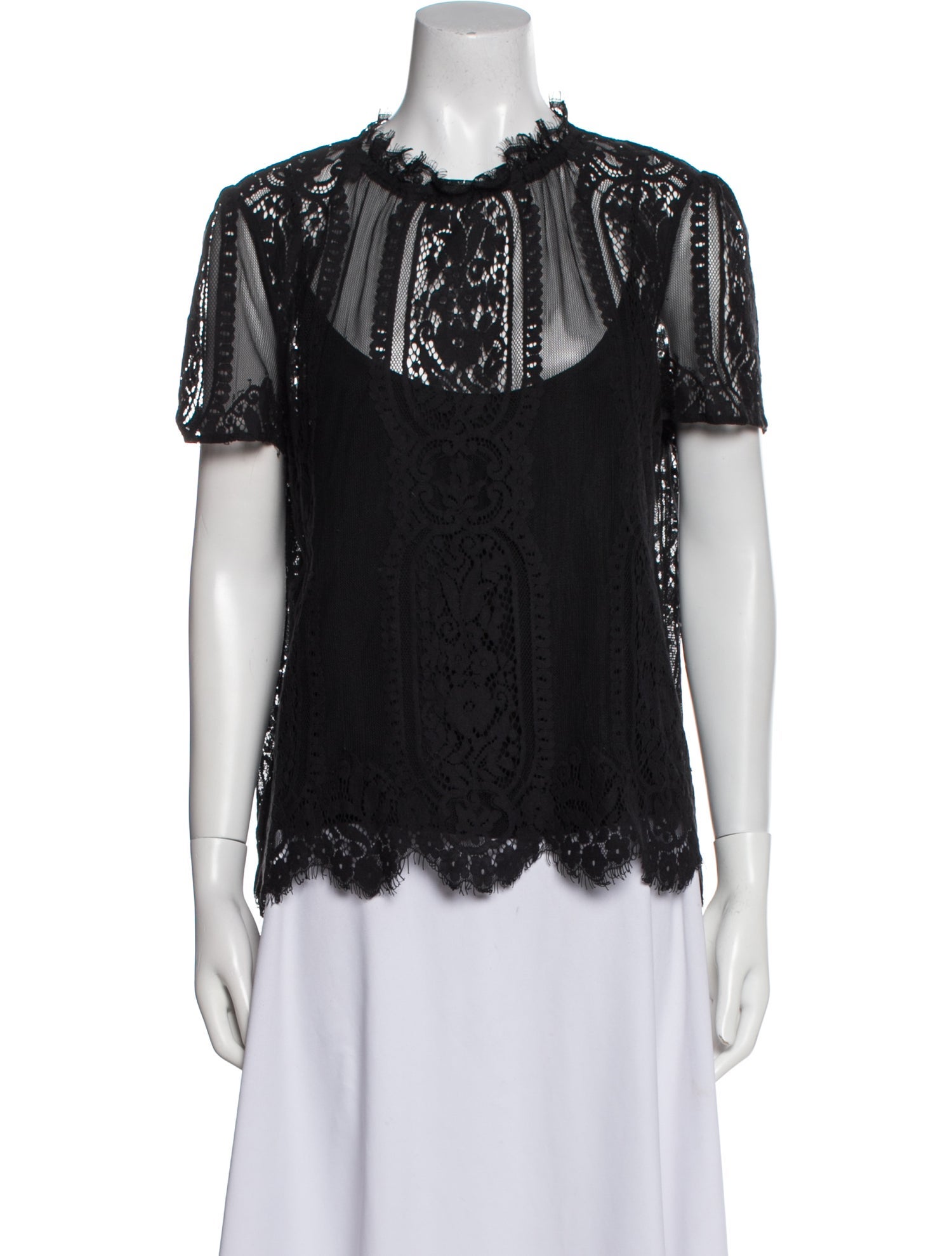 Rebecca Minkoff Lace Pattern Crew Neck Blouse