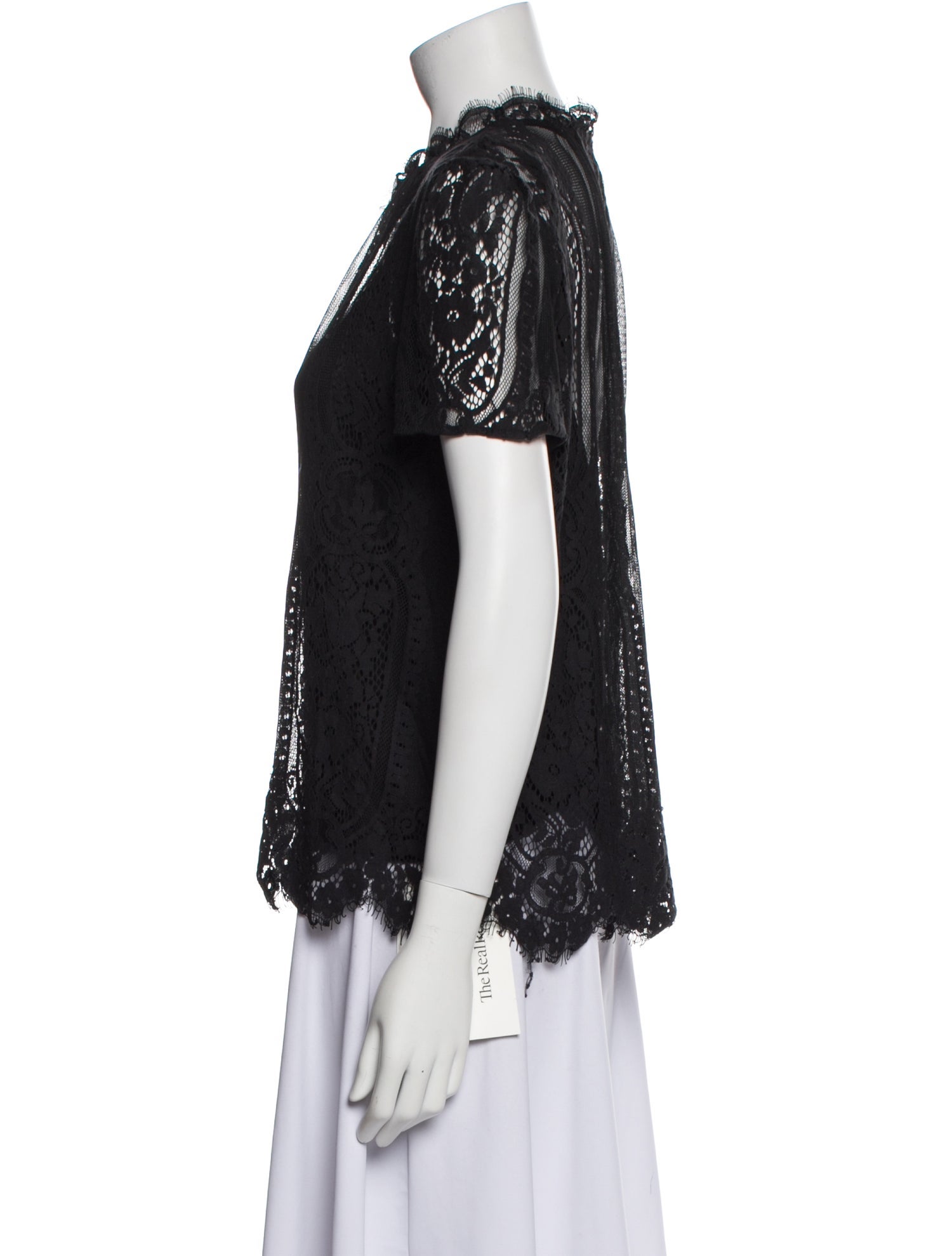 Rebecca Minkoff Lace Pattern Crew Neck Blouse