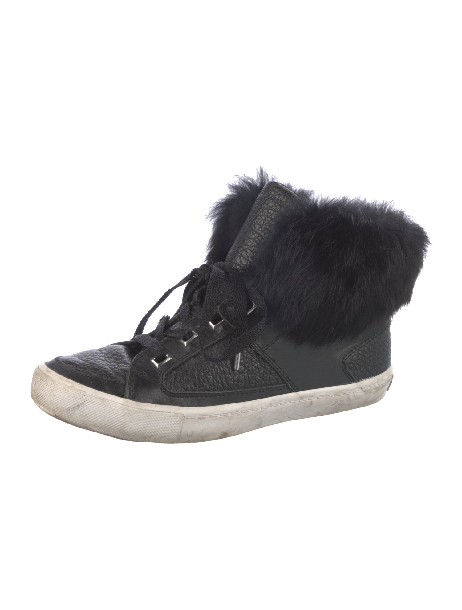 Rebecca Minkoff Leather Fur Trim Sneakers