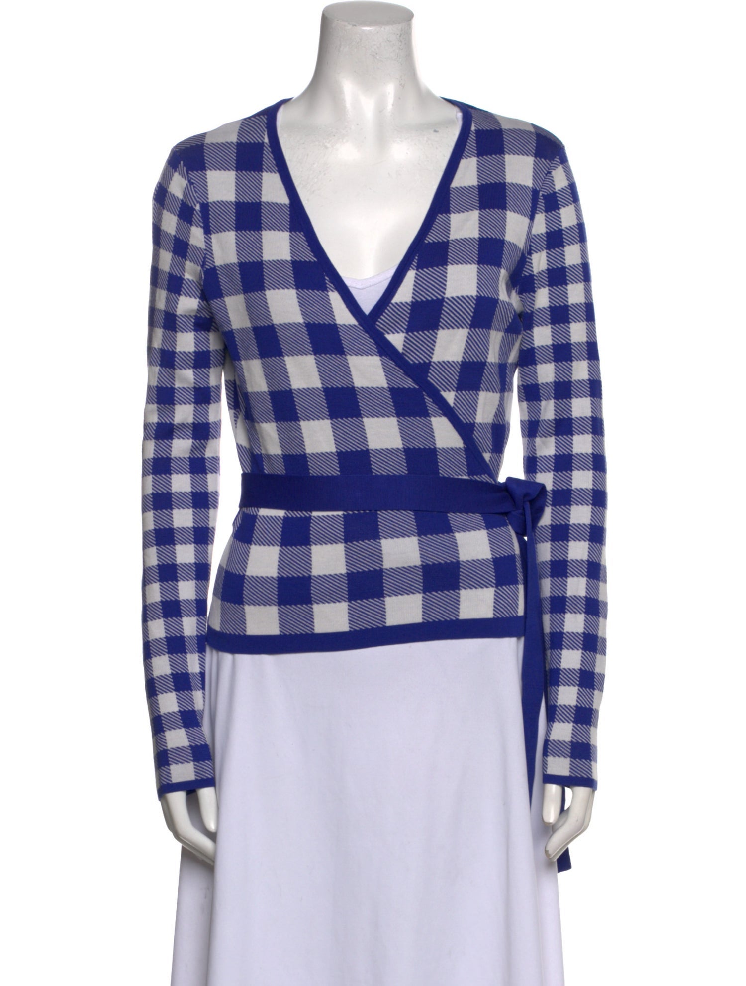 Diane von Furstenberg Silk Plaid Print Sweater