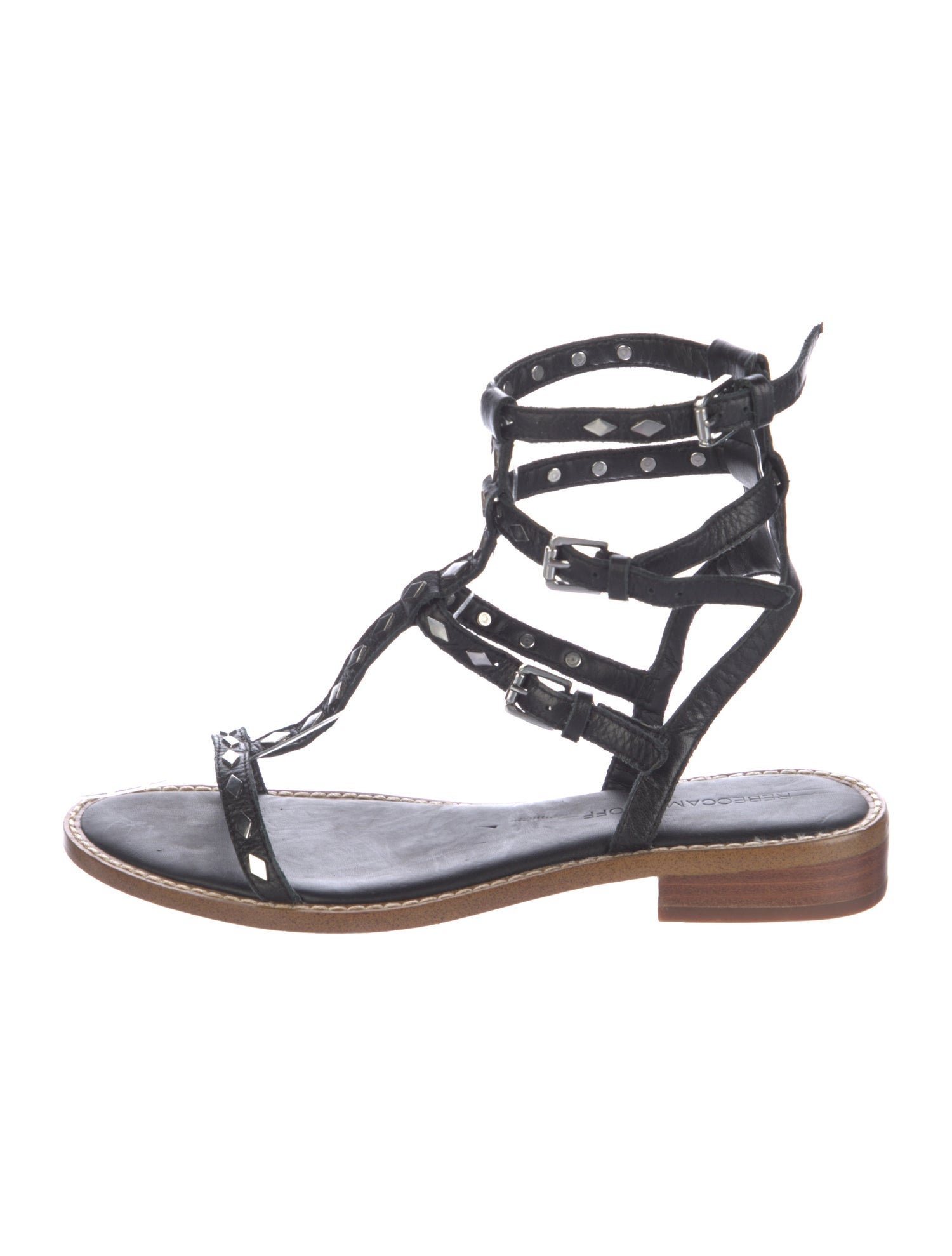 Rebecca Minkoff Leather Studded Accents Gladiator Sandals