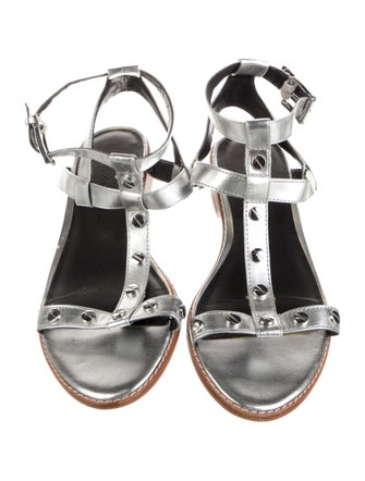 Rebecca Minkoff Leather Studded Accents T-Strap Sandals