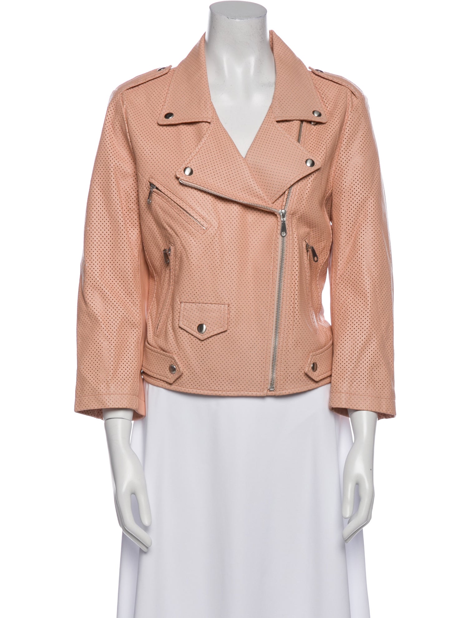 Rebecca Minkoff Leather Tweed Pattern Biker Jacket