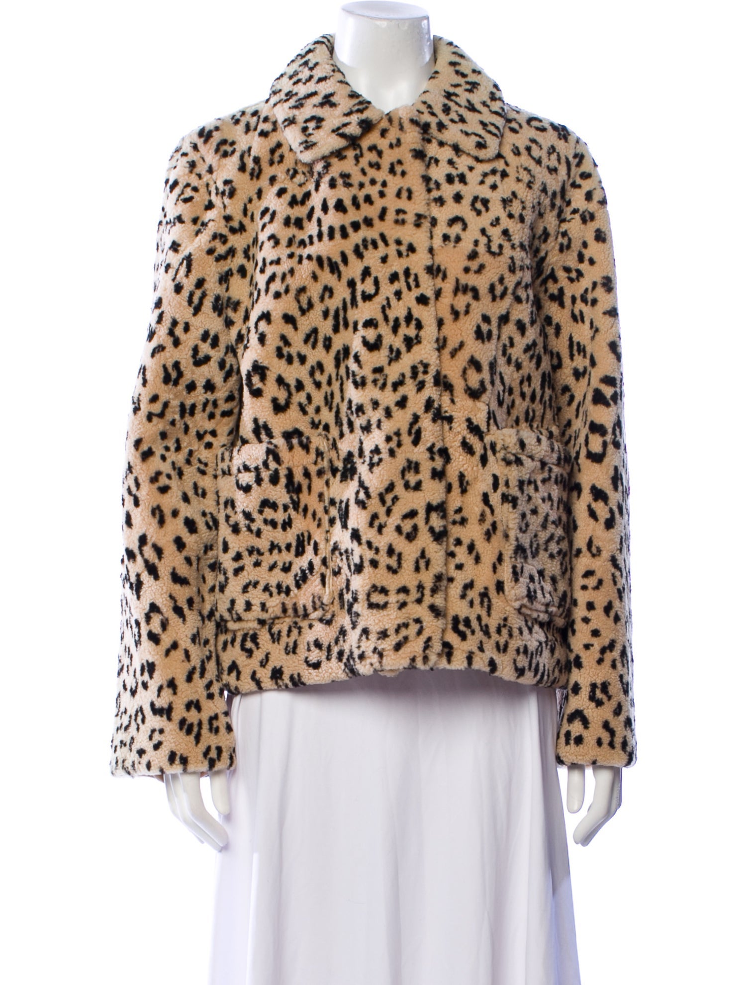 Rebecca Minkoff Lamb Fur Animal Print Jacket