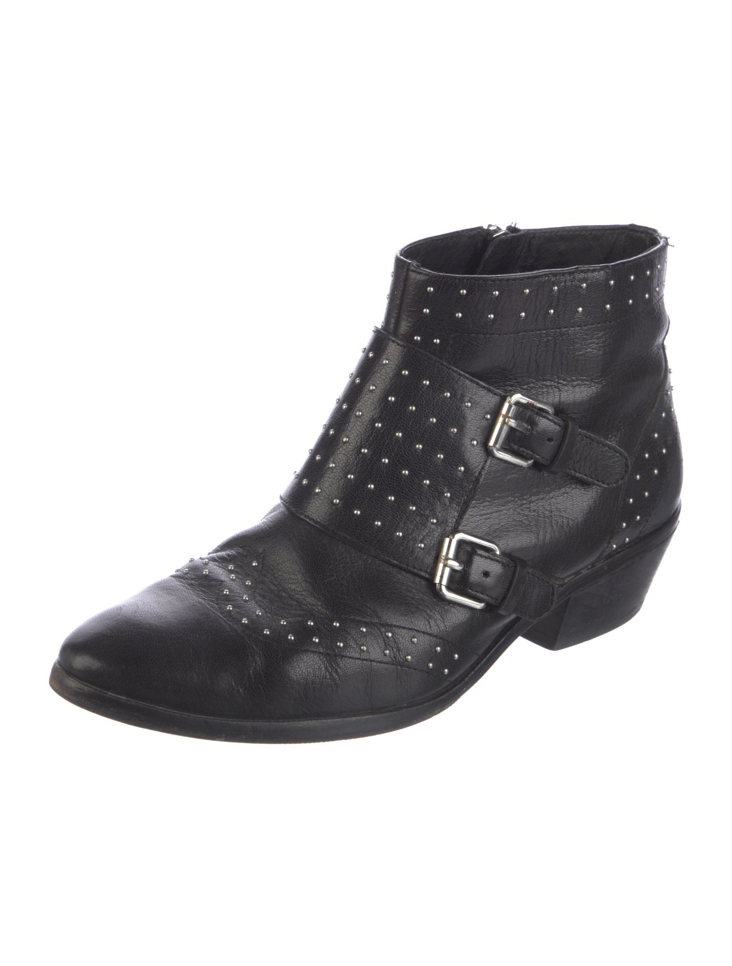 Rebecca Minkoff Leather Studded Accents Moto Boots